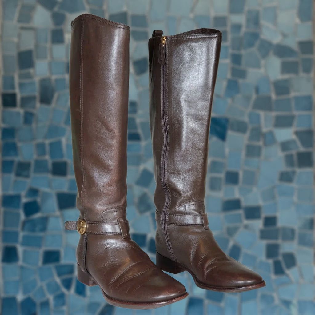 Tory Burch Tory Burch Bristol 30mm Riding Boots Coconut Leather Equestrian Women's US 8 M Boots Size US 8 / IT 38 - 1 Thumbnail