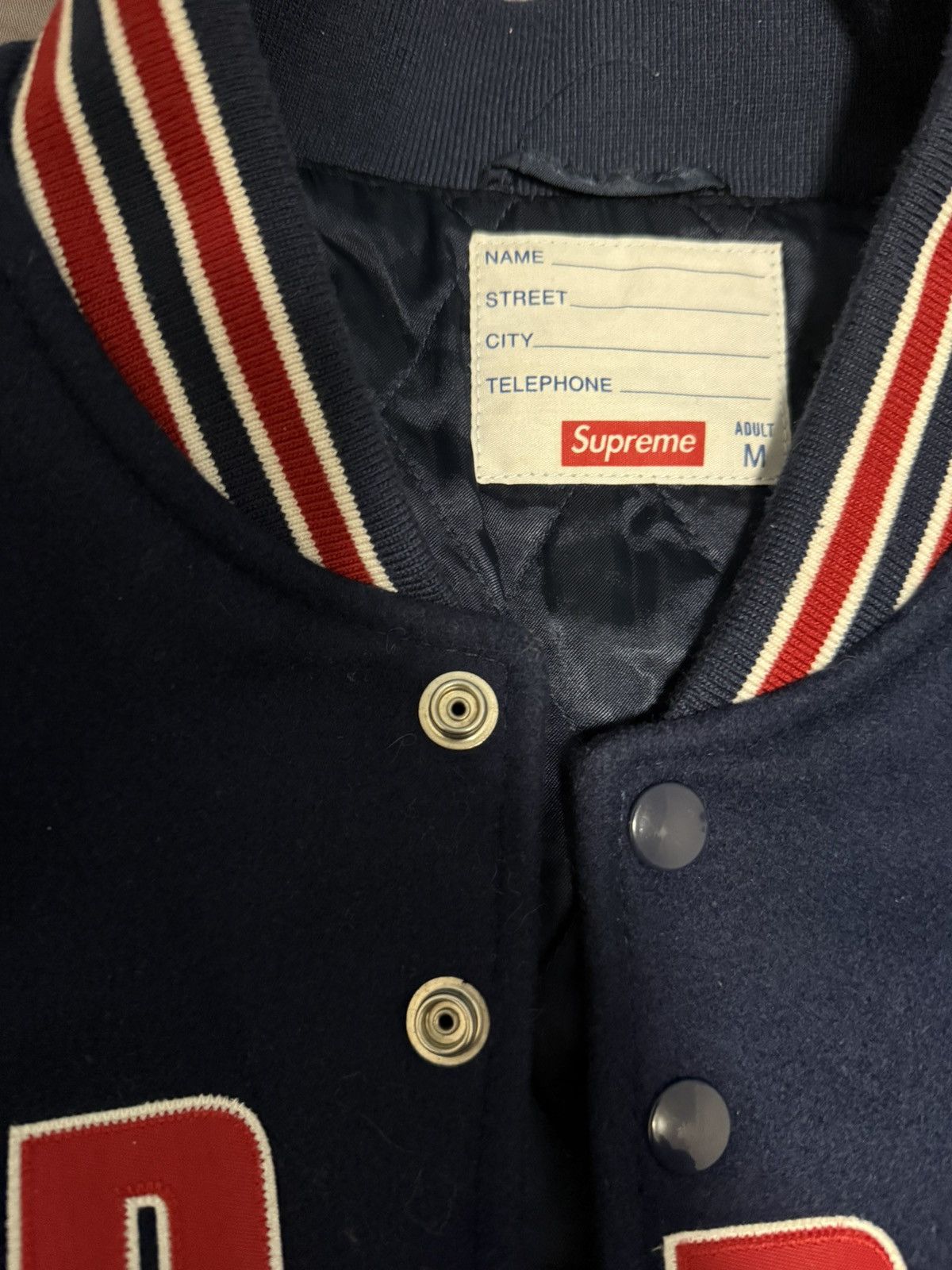 Supreme Supreme bone varsity leather jacket Size US M / EU 48-50 / 2 - 3 Thumbnail