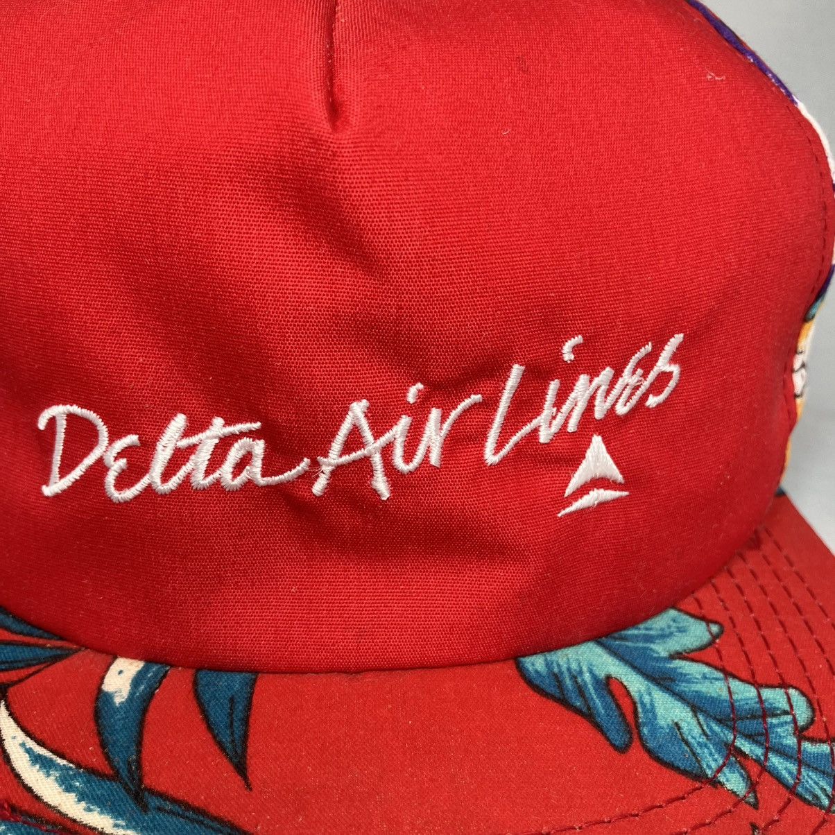 Delta × Vintage Vintage Delta Airlines Red/Floral Snap Back Hat OSFA Size ONE SIZE - 3 Thumbnail