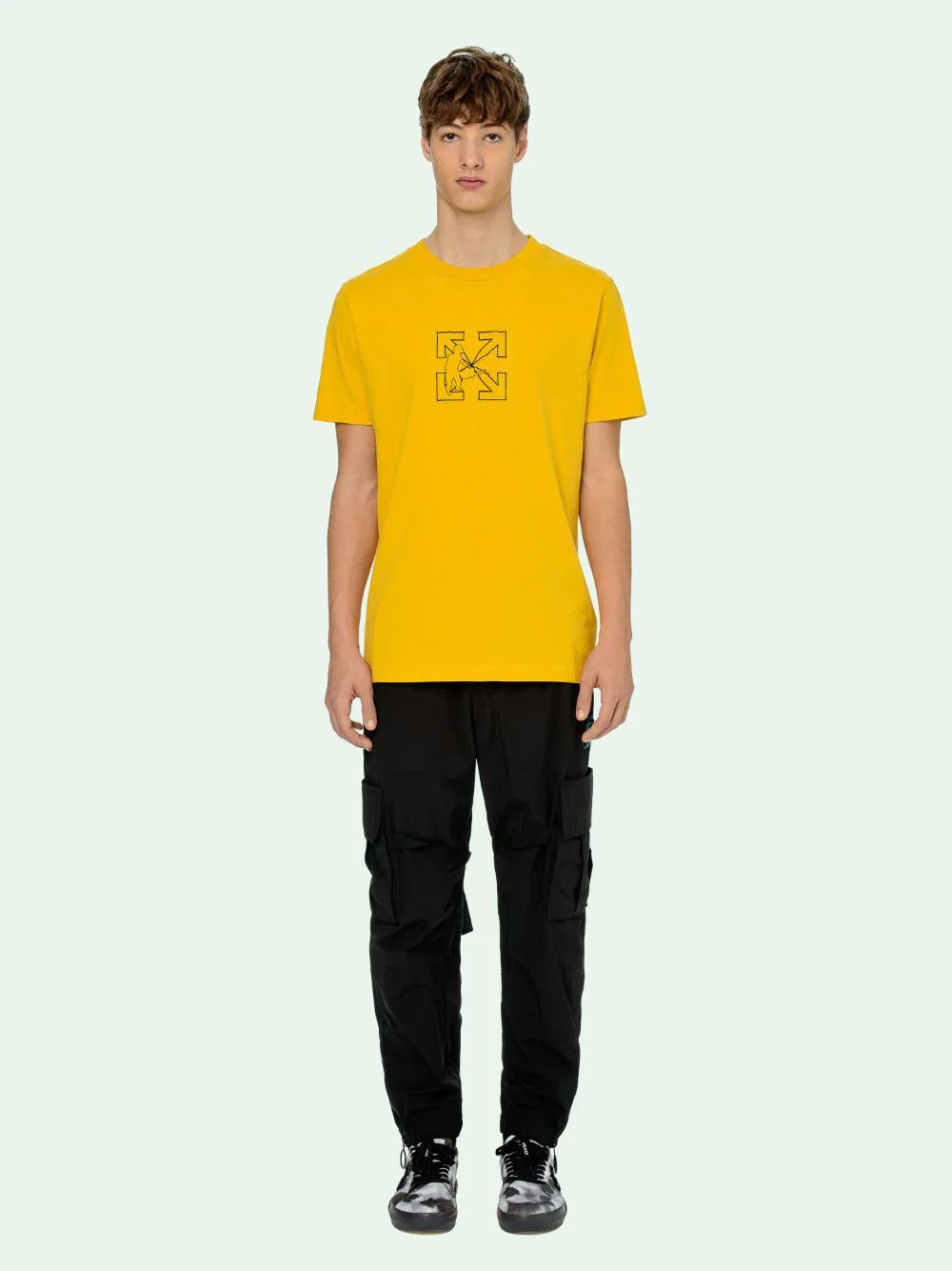 Off-White Yellow Logo Arrow Workers T-Shirt Size XL / US 12-14 / IT 48-50 - 4 Thumbnail