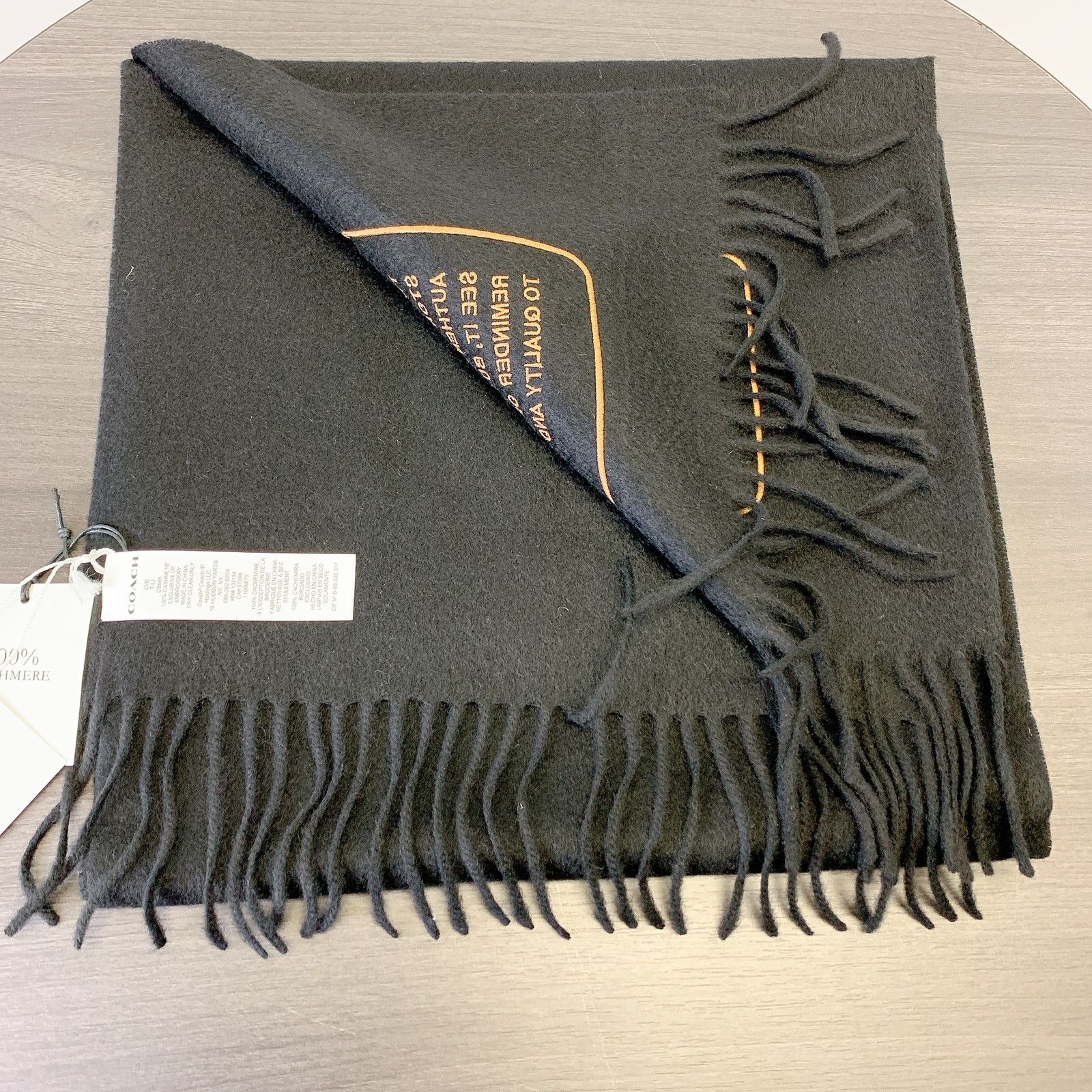 Coach Coach CB685 Embroidered Patch Cashmere Muffler IN Black Size ONE SIZE - 4 Thumbnail
