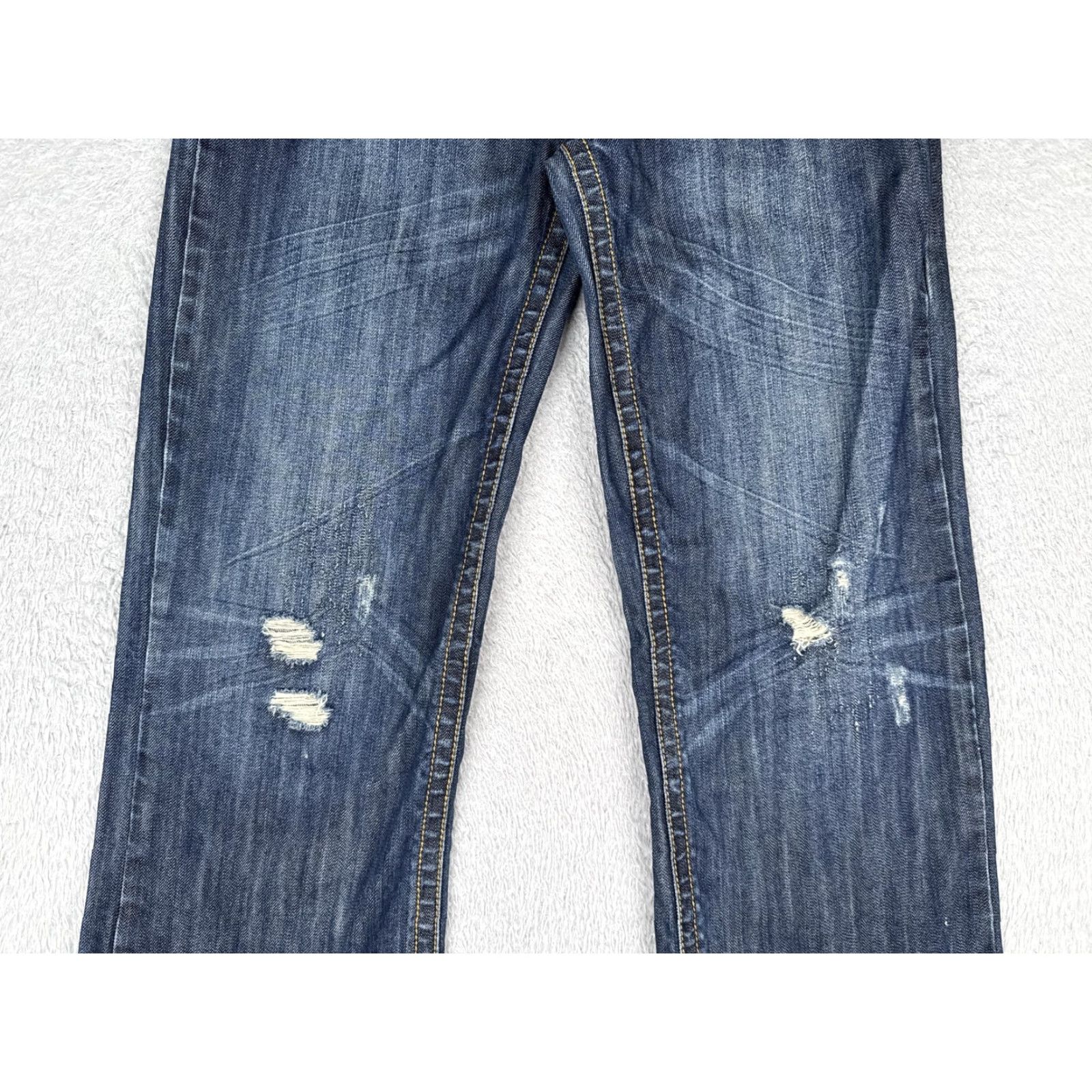 Vintage Hollywood Jeans Girls 18 Blue Denim Bootcut Distressed 5-Pocket Low Boot Jeans Size 40" / US 18 - 3 Thumbnail