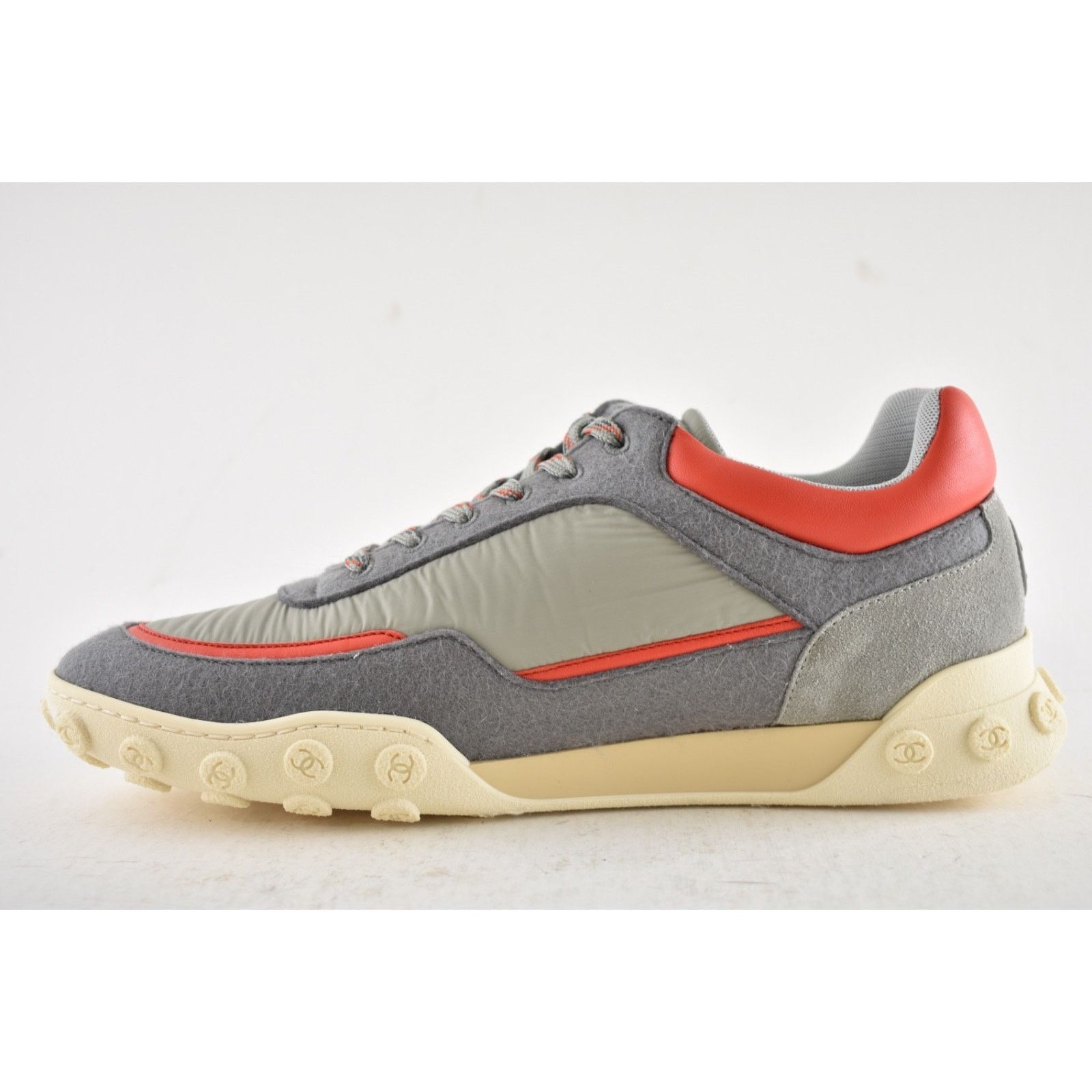 Chanel Chanel Mens 18K Grey Orange Nylon CC Logo Lace Up Low Size US 11 / EU 44 - 10 Thumbnail