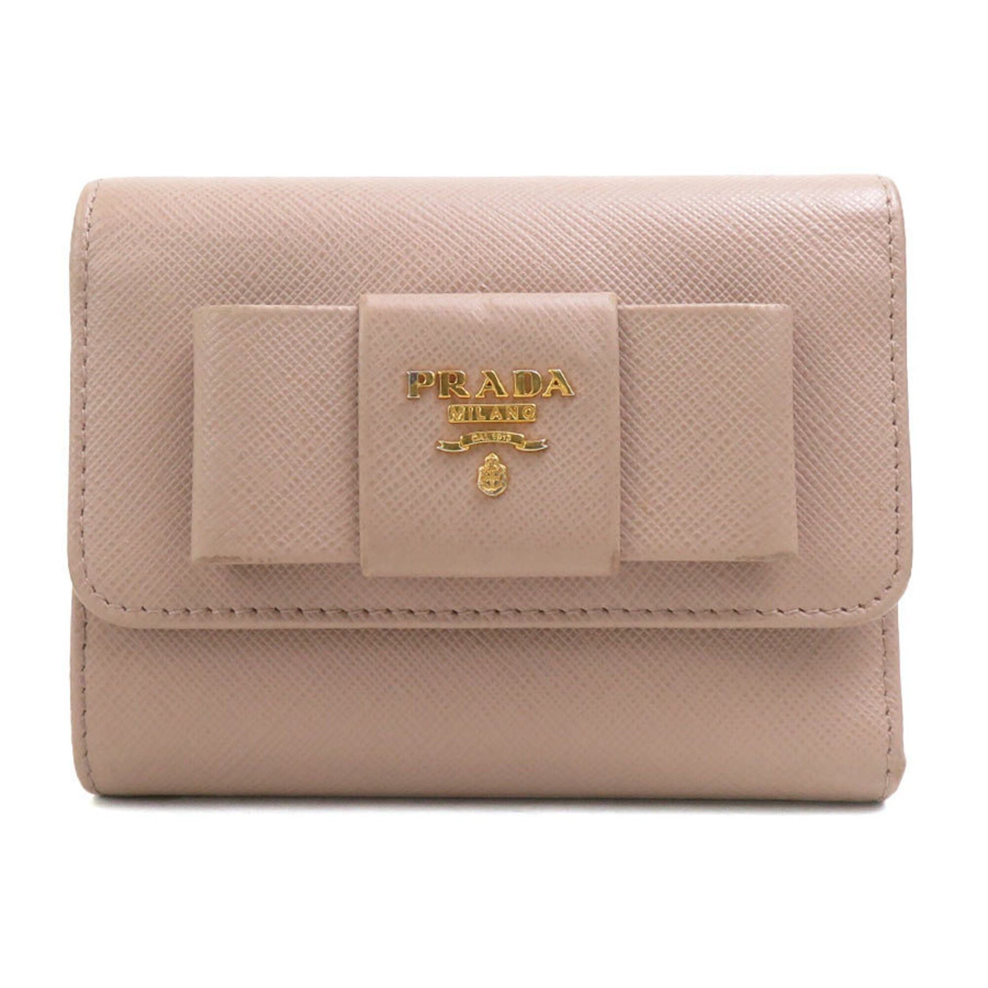 Other Prada Tri-fold Wallet Leather Beige Women's r11178a Size ONE SIZE - 1 Thumbnail