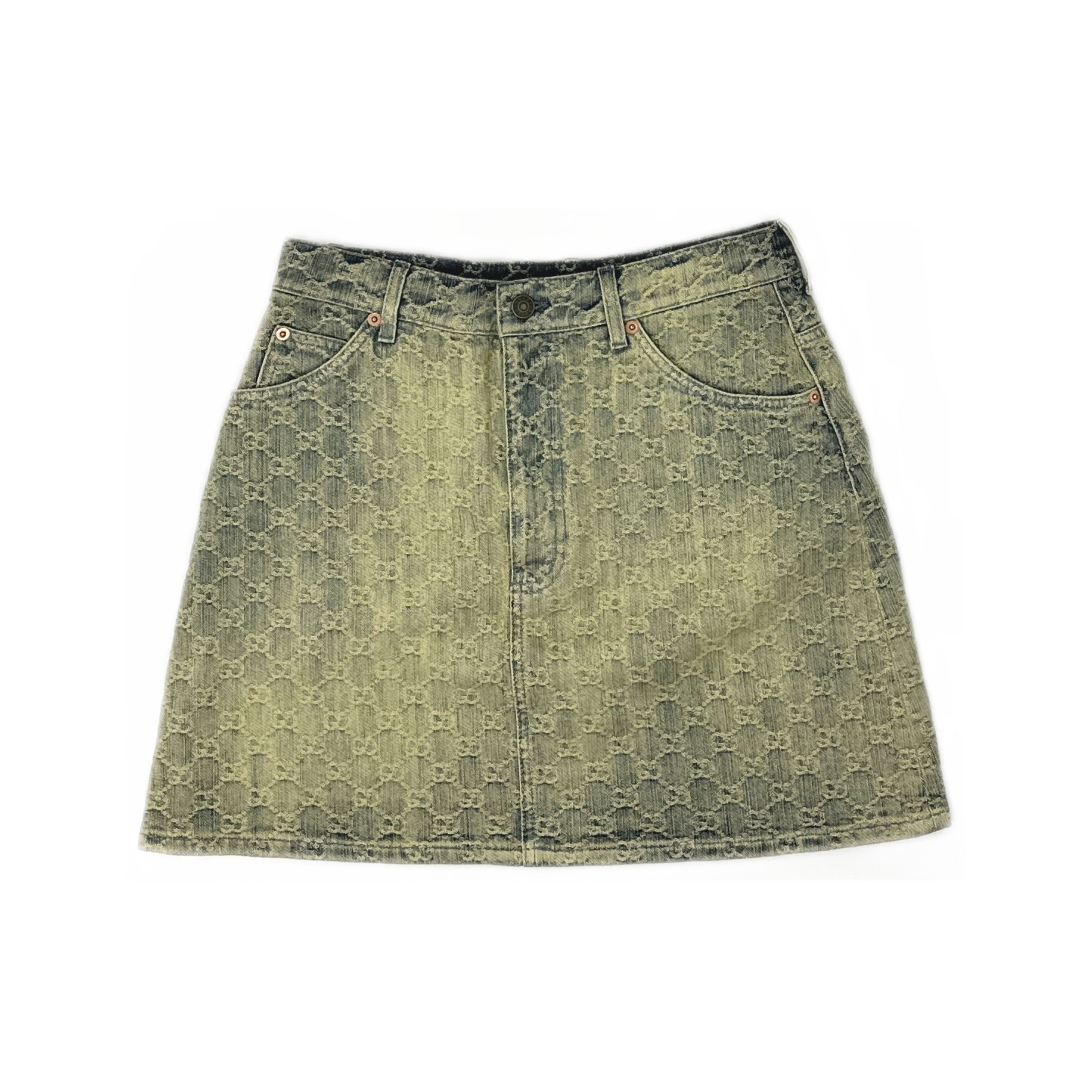 Gucci Gucci GG Monogram Denim Mini Skirt Size 42 Size 28" / US 6 / IT 42 - 1 Thumbnail