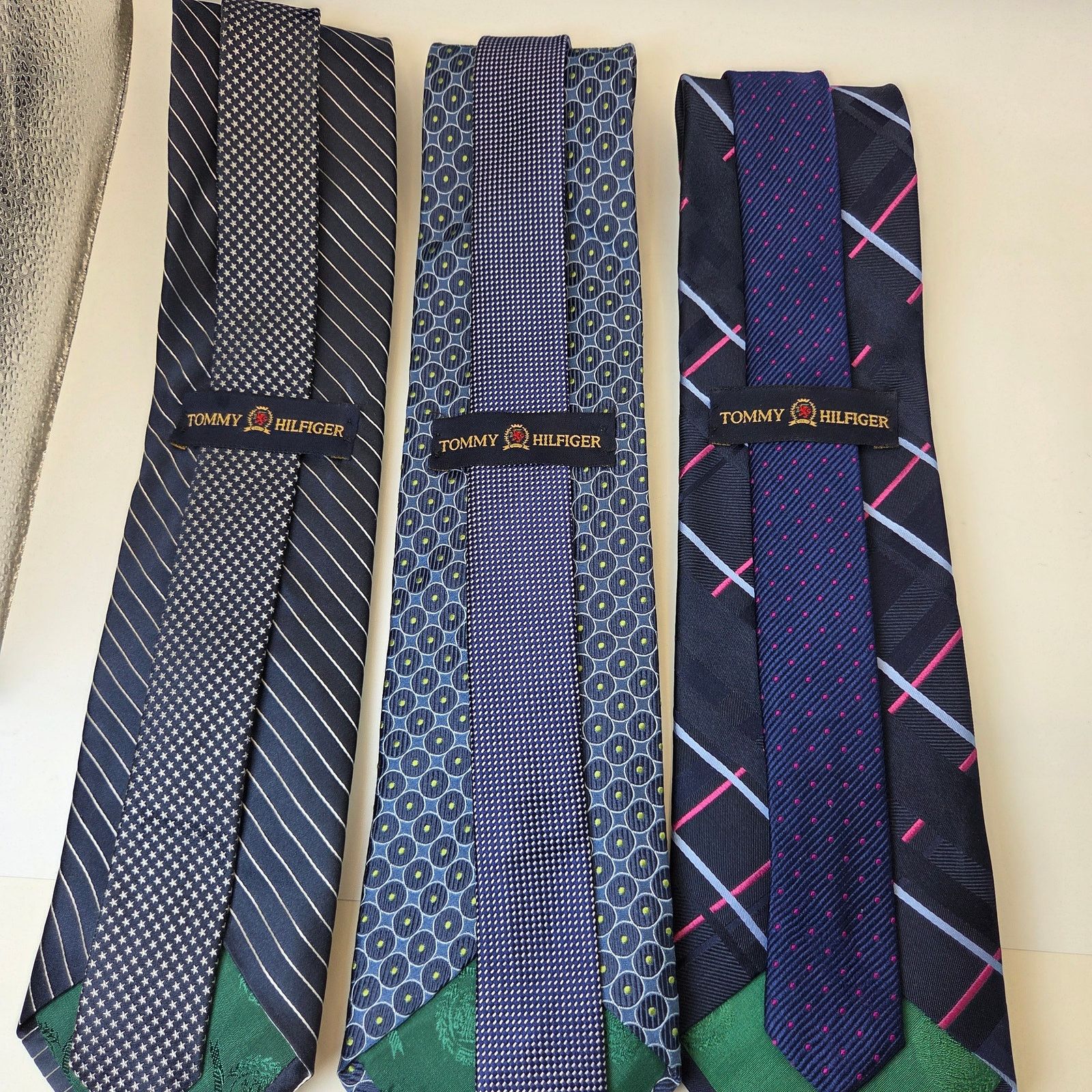 Tommy Hilfiger Tommy Hilfiger Silk Tie Lot Navy Blue USA 3.75 Contrast Tips Size ONE SIZE - 6 Thumbnail