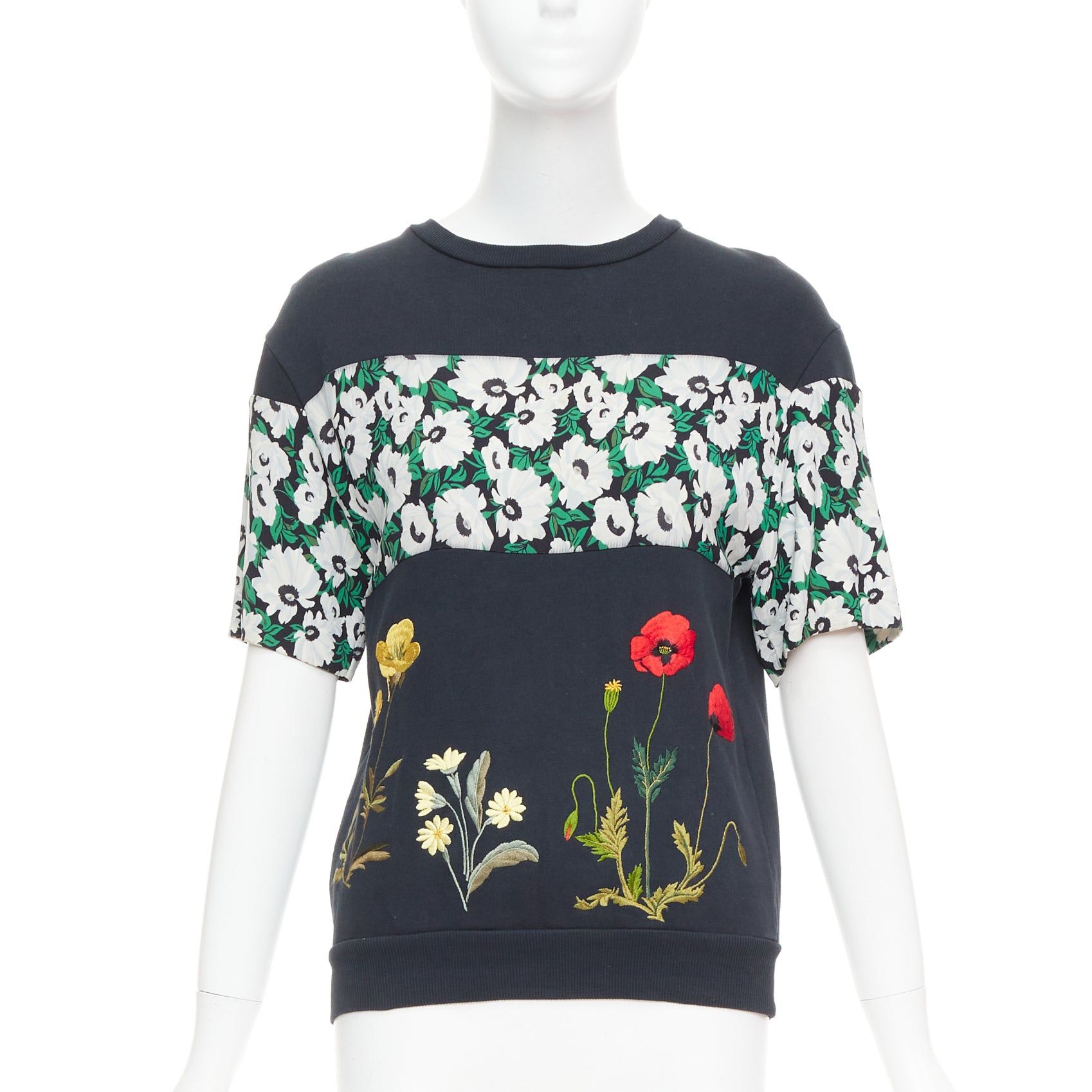 Stella McCartney STELLA MCCARTNEY 2015 black cotton poppy daisy embroidery sweater IT38 XS Size XS / US 0-2 / IT 36-38 - 1 Thumbnail