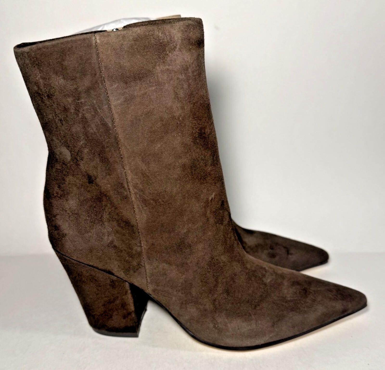 Nine West NINE WEST Ariza Tapered Block Heel Booties Zip Dark Brown Size US 8 / IT 38 - 3 Thumbnail