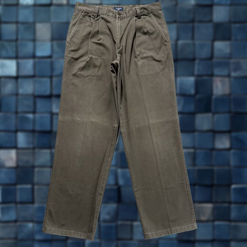 Dockers DOCKERS Khaki Pants Mens Brown Pleated Relaxed Straight 33x32 (33x31.5) Size US 33 - 1 Thumbnail