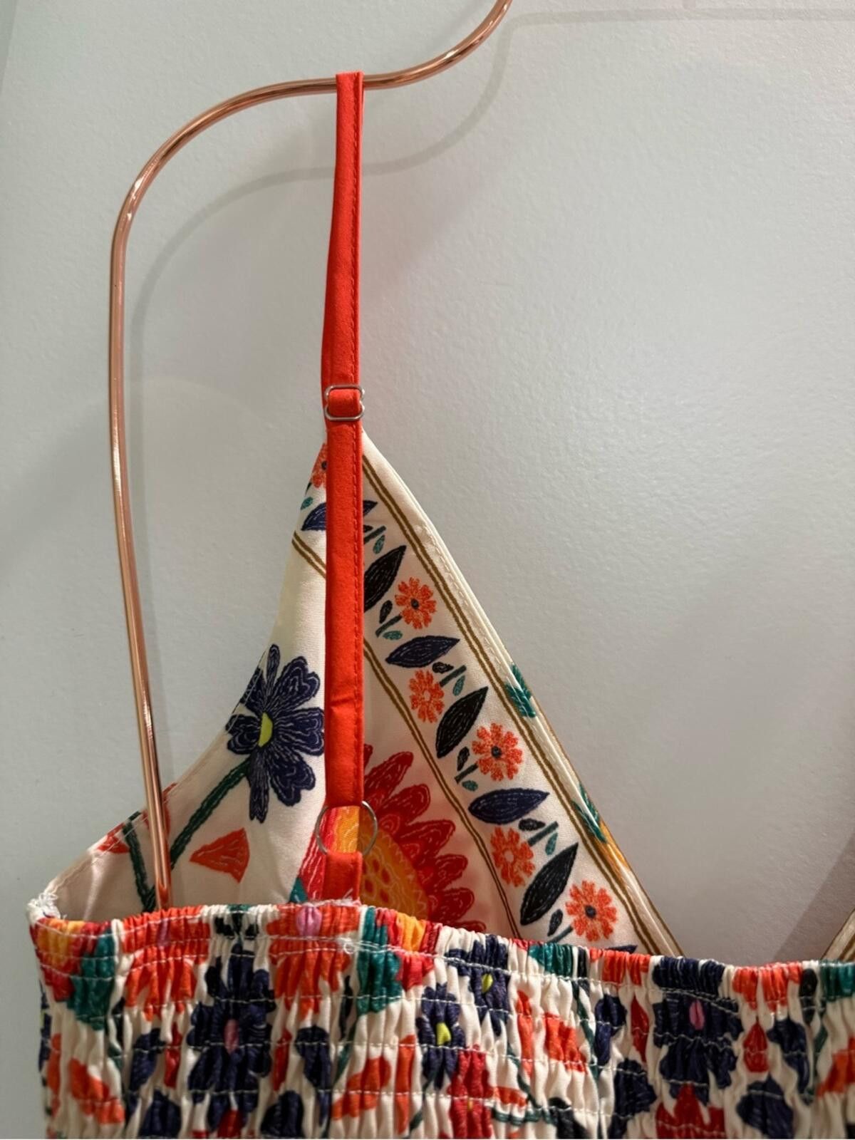 Other Embroidered Floral V-Neck Romper with Red Straps Size 32" / US 10 / IT 46 - 4 Thumbnail