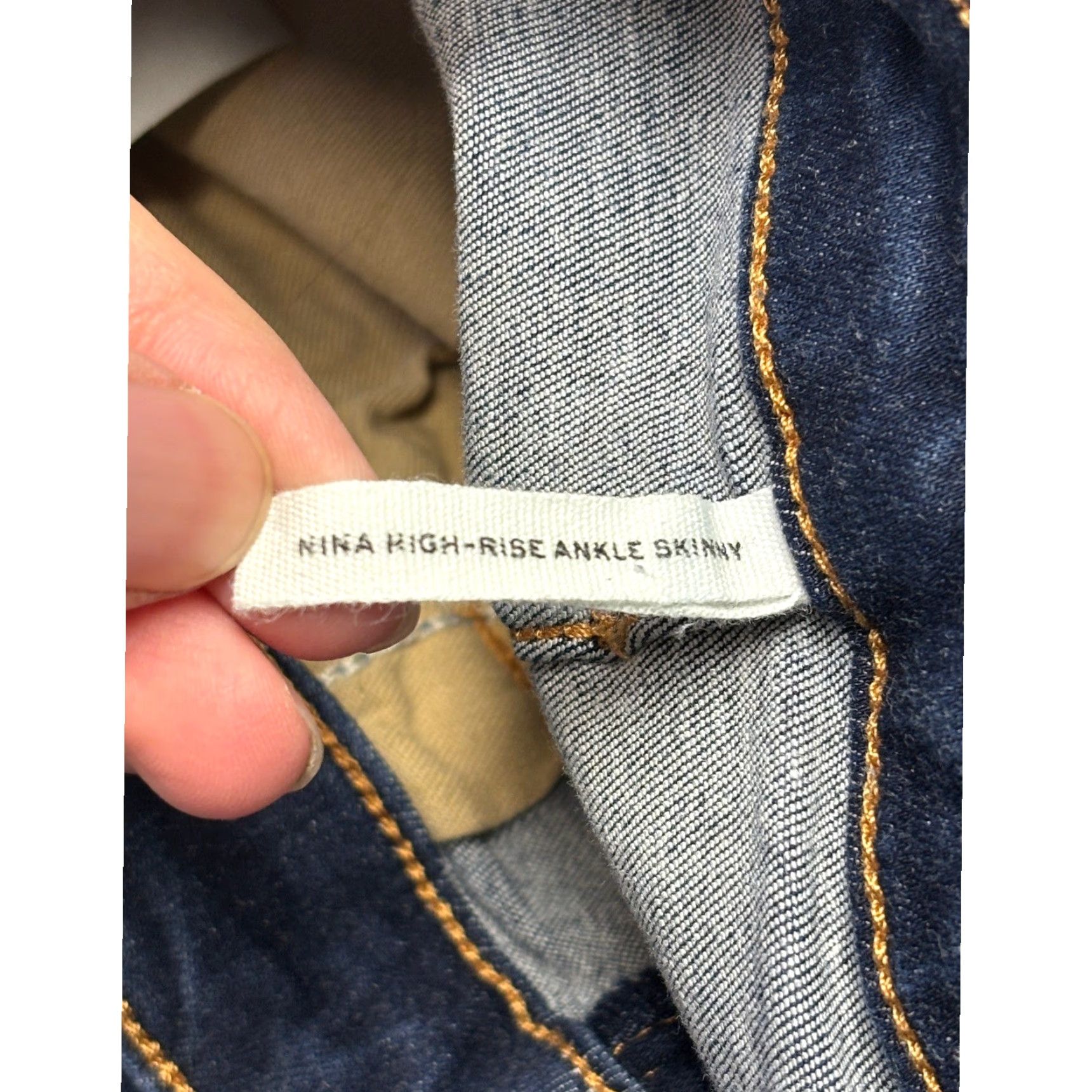 Rag & Bone rag & bone Nina High-Rise Ankle Skinny Jeans Dark Wash Denim Women Adult 26 Inseam 27in Stretch Comfort Zip Button 5-Pocket Solid Blue Size 26" / US 2 / IT 38 - 6 Thumbnail