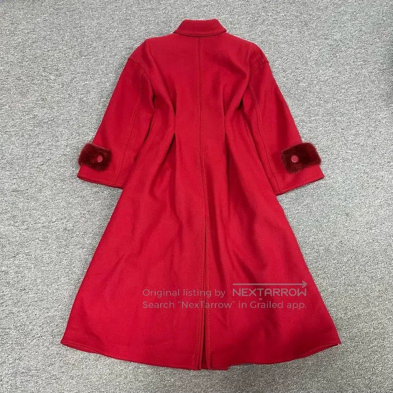 Fendi Show model red fur long cashmere coat