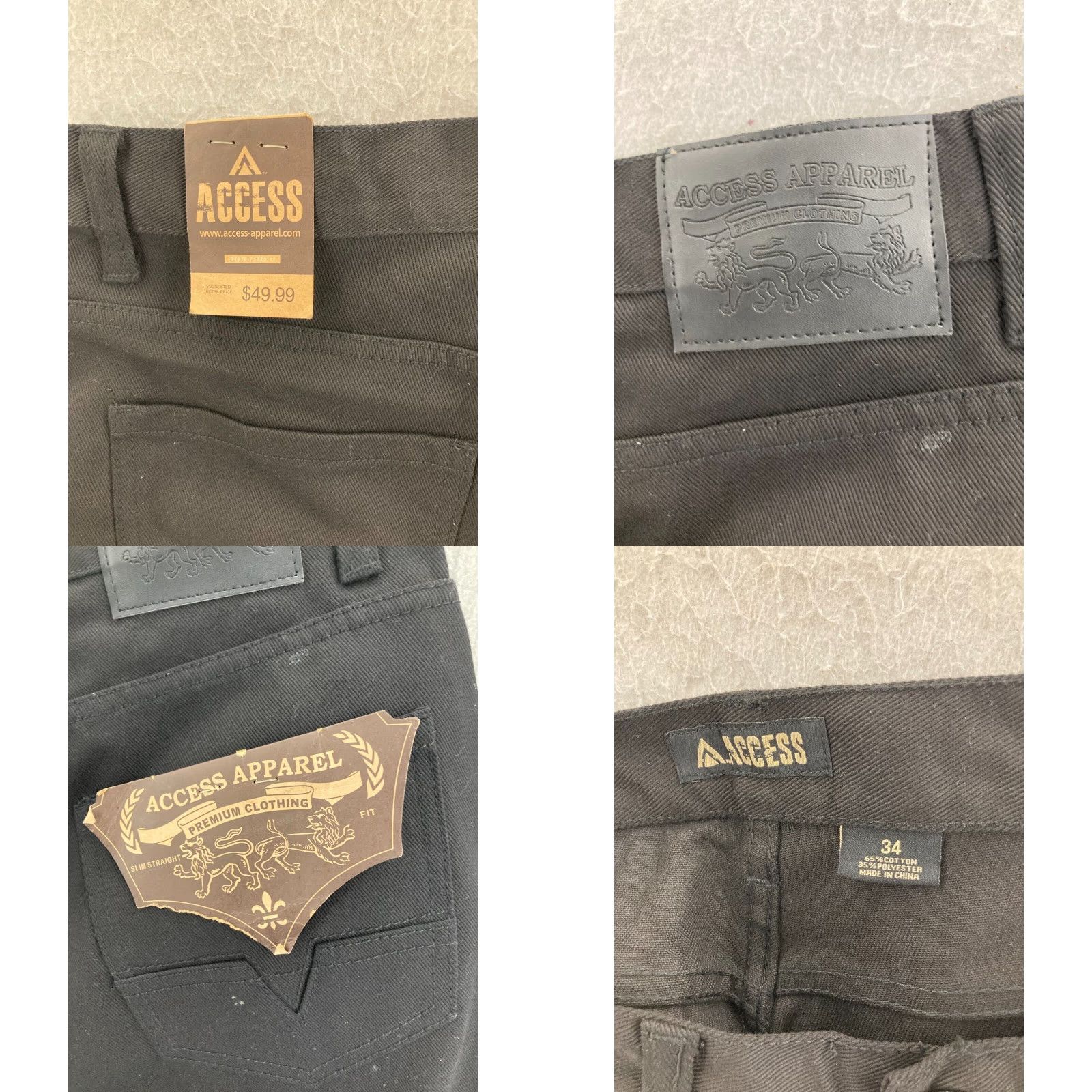 Vintage ACCESS Cargo Shorts Mens 34 Regular Fit Flat Front Black NWT Size US 34 / EU 50 - 8 Thumbnail