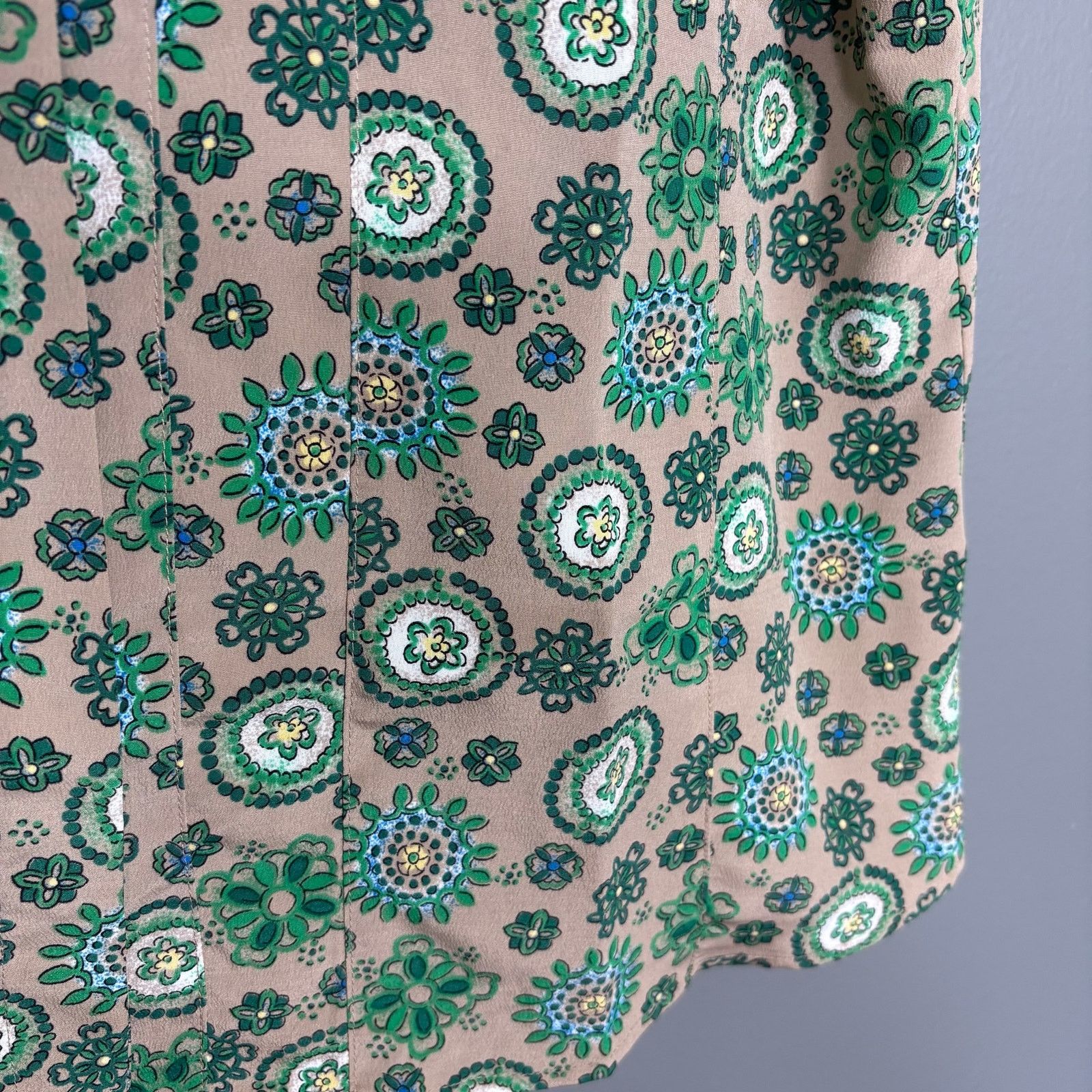 Other Sag Harbor Tan & Green Geometric Floral Button Up Top Size XXL / US 16-18 / IT 52-54 - 3 Thumbnail