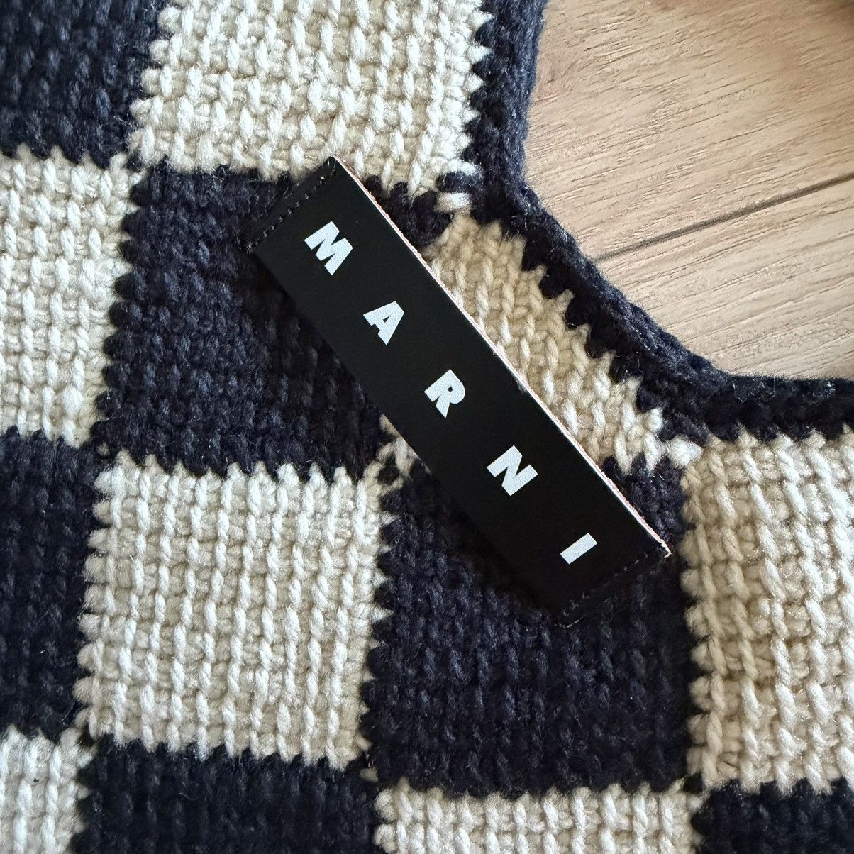 Marni White and black MARNI MARKET DIAMOND wool bag Size ONE SIZE - 2 Thumbnail