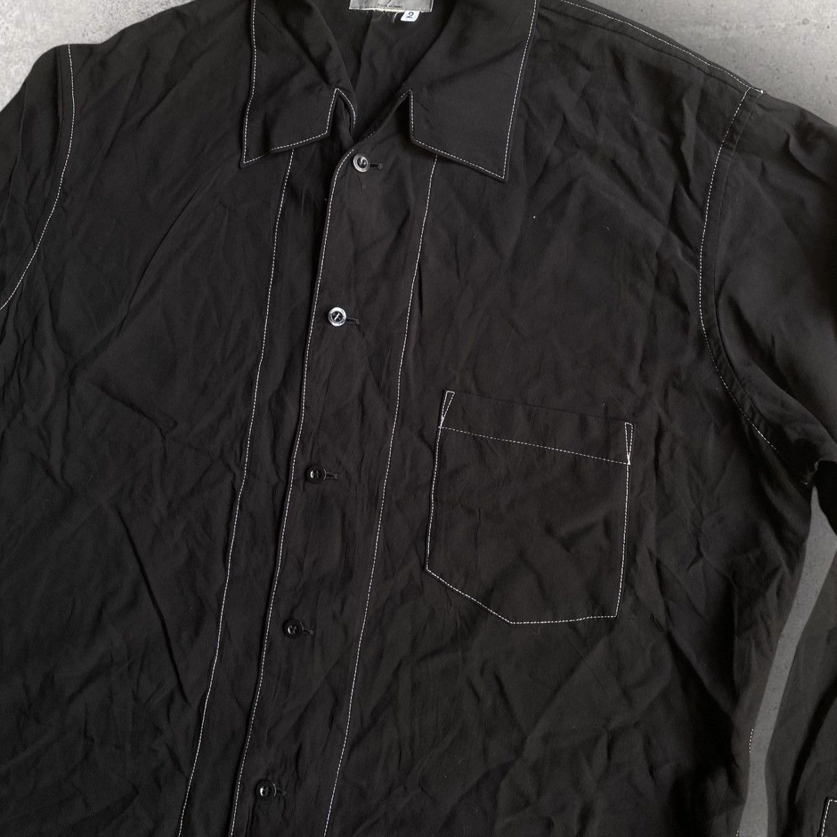 Yohji Yamamoto Mainline Contrast Stitch Rayon Oversize Shirt Size US M / EU 48-50 / 2 - 1 Thumbnail