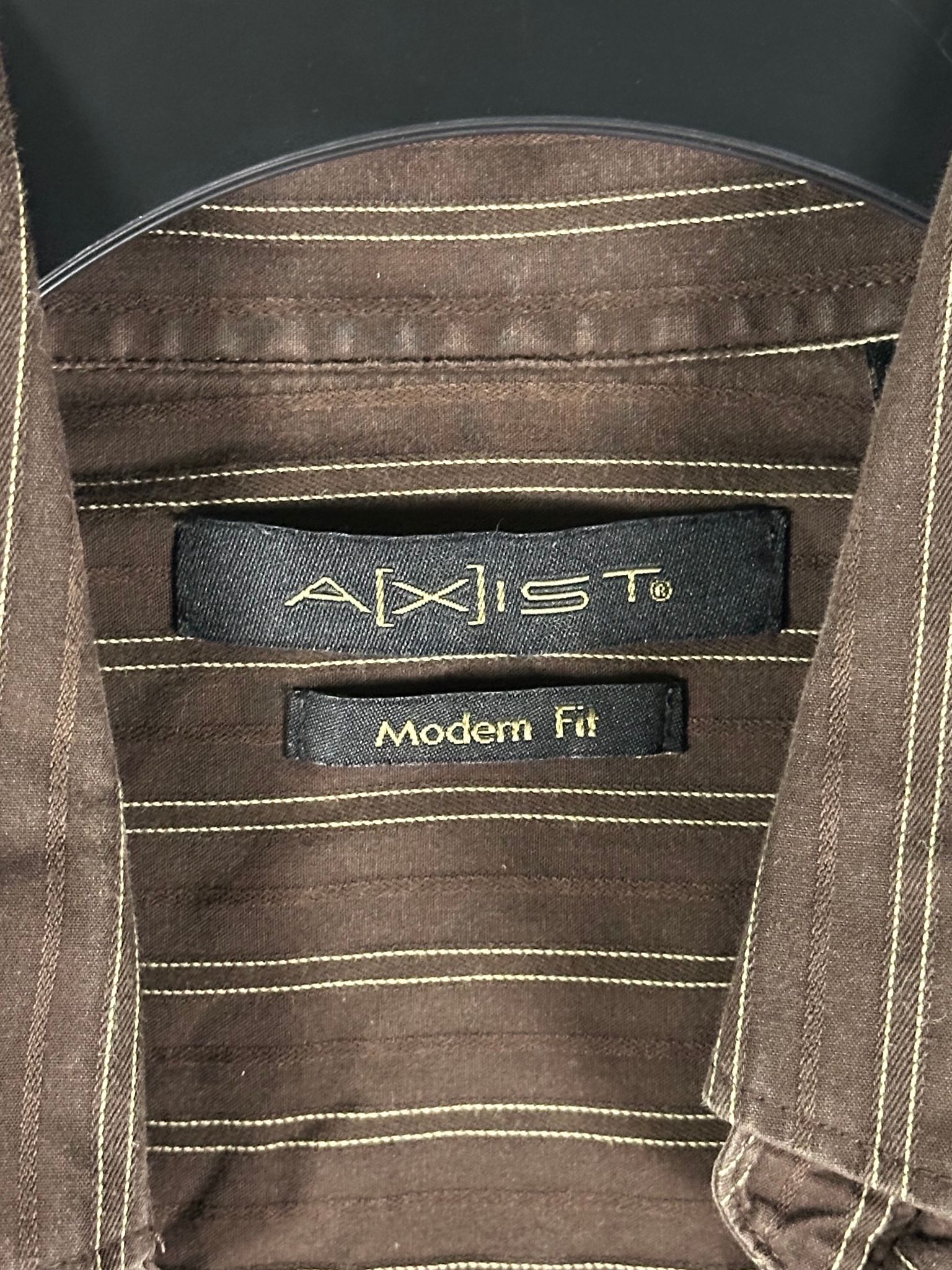 Axist AXIST Shirt Mens L Modern Fit Brown Stripe Long Sleeve Size US L / EU 52-54 / 3 - 4 Thumbnail