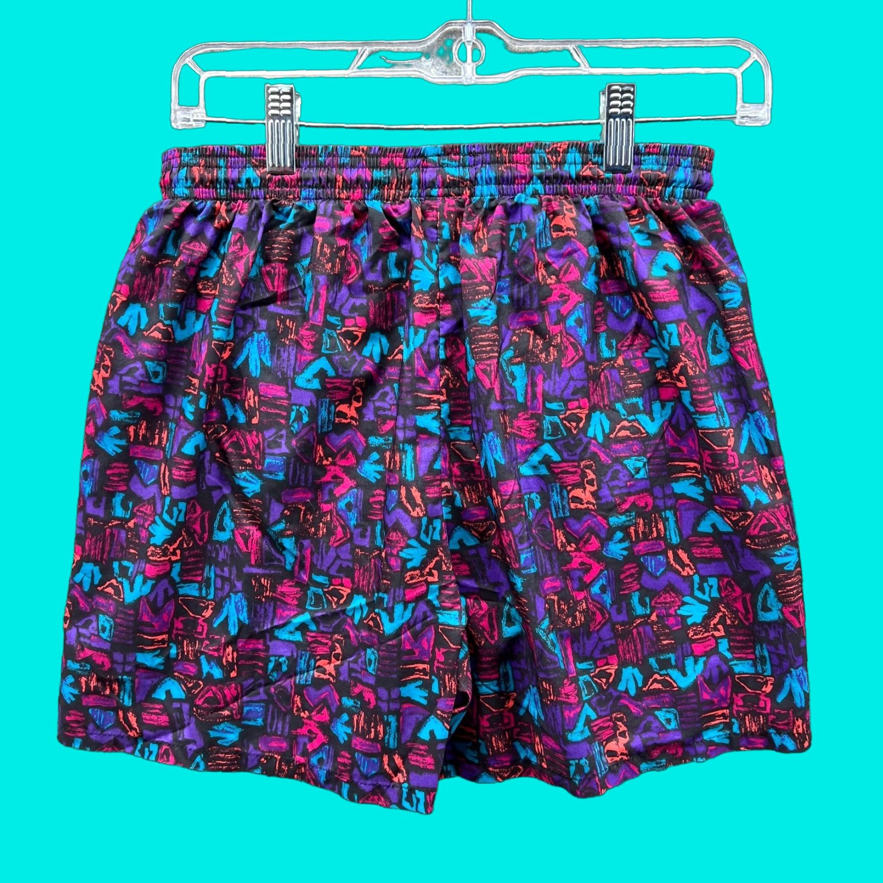 Reebok VINTAGE Reebok Shorts Men Medium Purple Geometric 90s USA Board Shorts Size US 31 - 1 Thumbnail