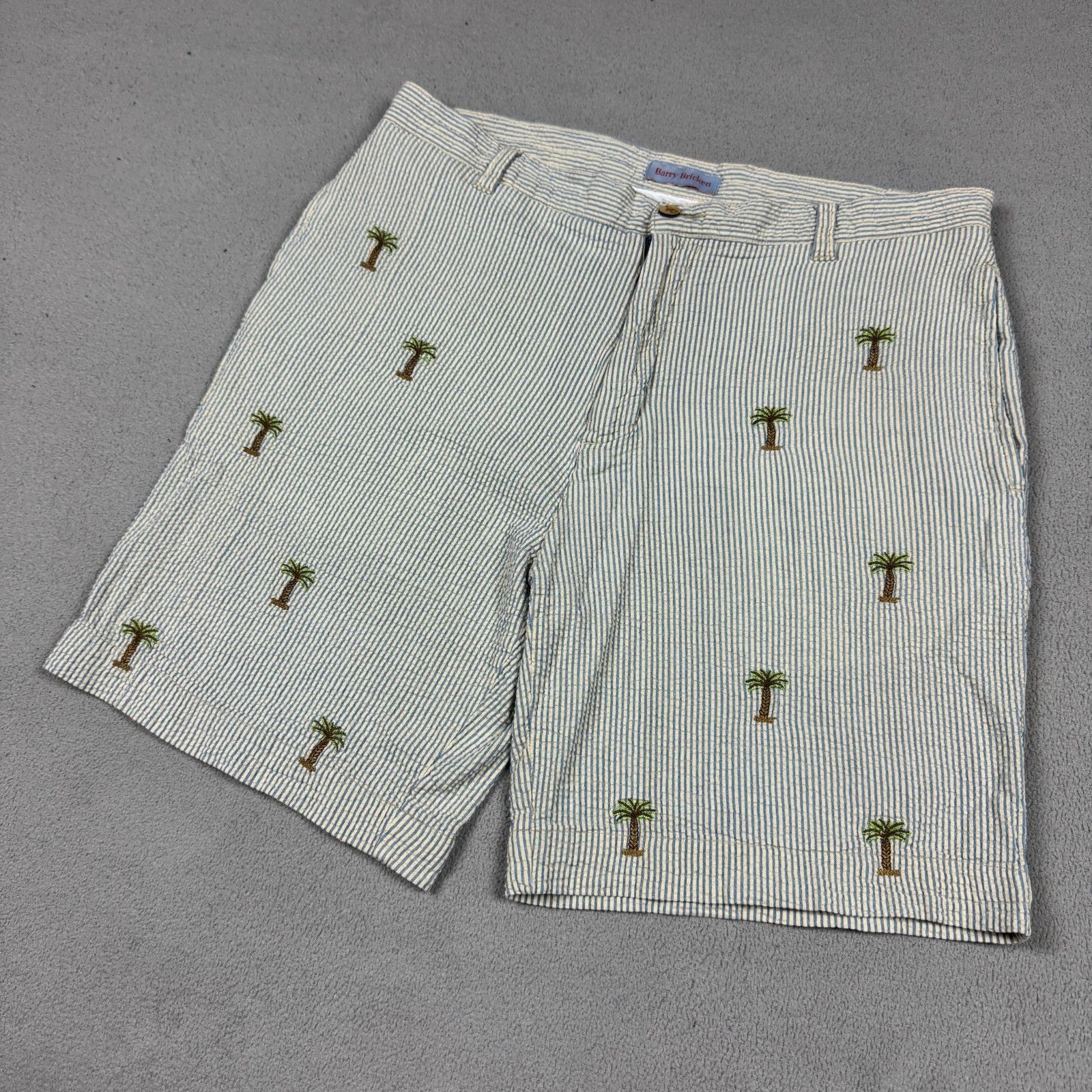 Barry Bricken Barry Bricken Seersucker Shorts Palm Tree Embroidered 34 Size US 34 / EU 50 - 6 Thumbnail