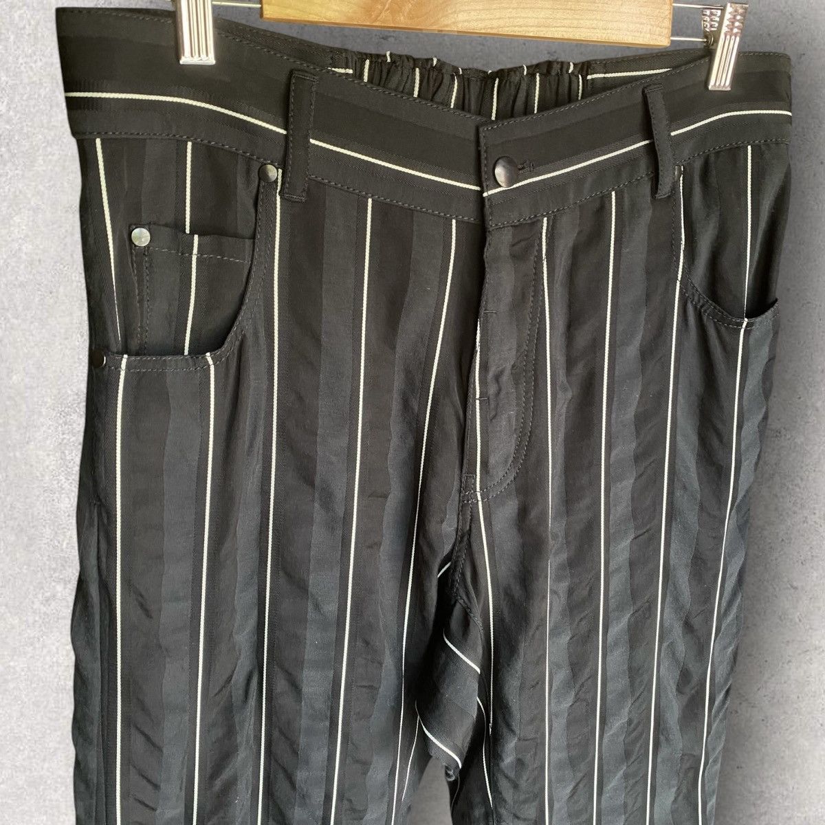 Haider Ackermann SS18 Stripes Rayon Blend Back Elastic Drop Crotch Trousers Size US 32 / EU 48 - 2 Thumbnail