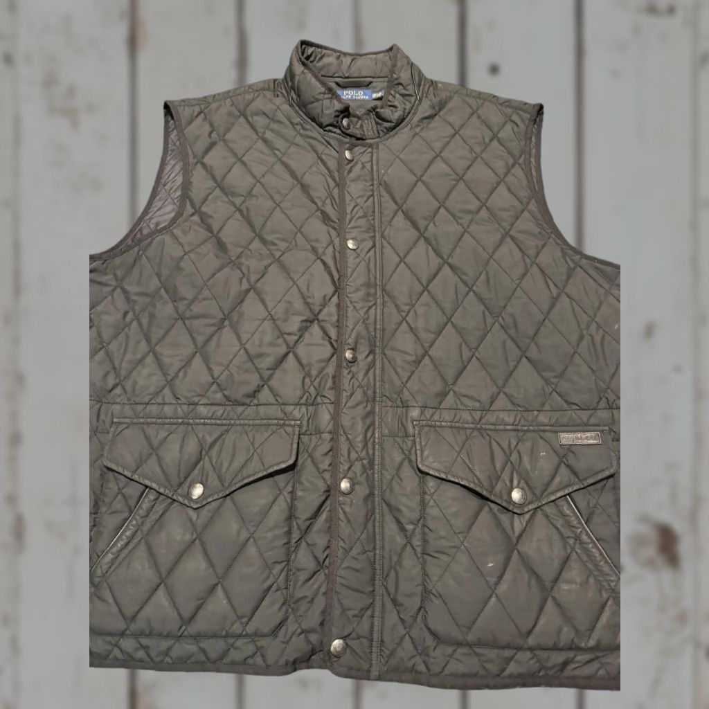 Polo Ralph Lauren VINTAGE Polo Ralph Lauren Quilted Combat Vest Black Leather Trim Mens 4XB Big & Tall Jacket Windbreaker Size US XXL / EU 58 / 5 - 1 Thumbnail