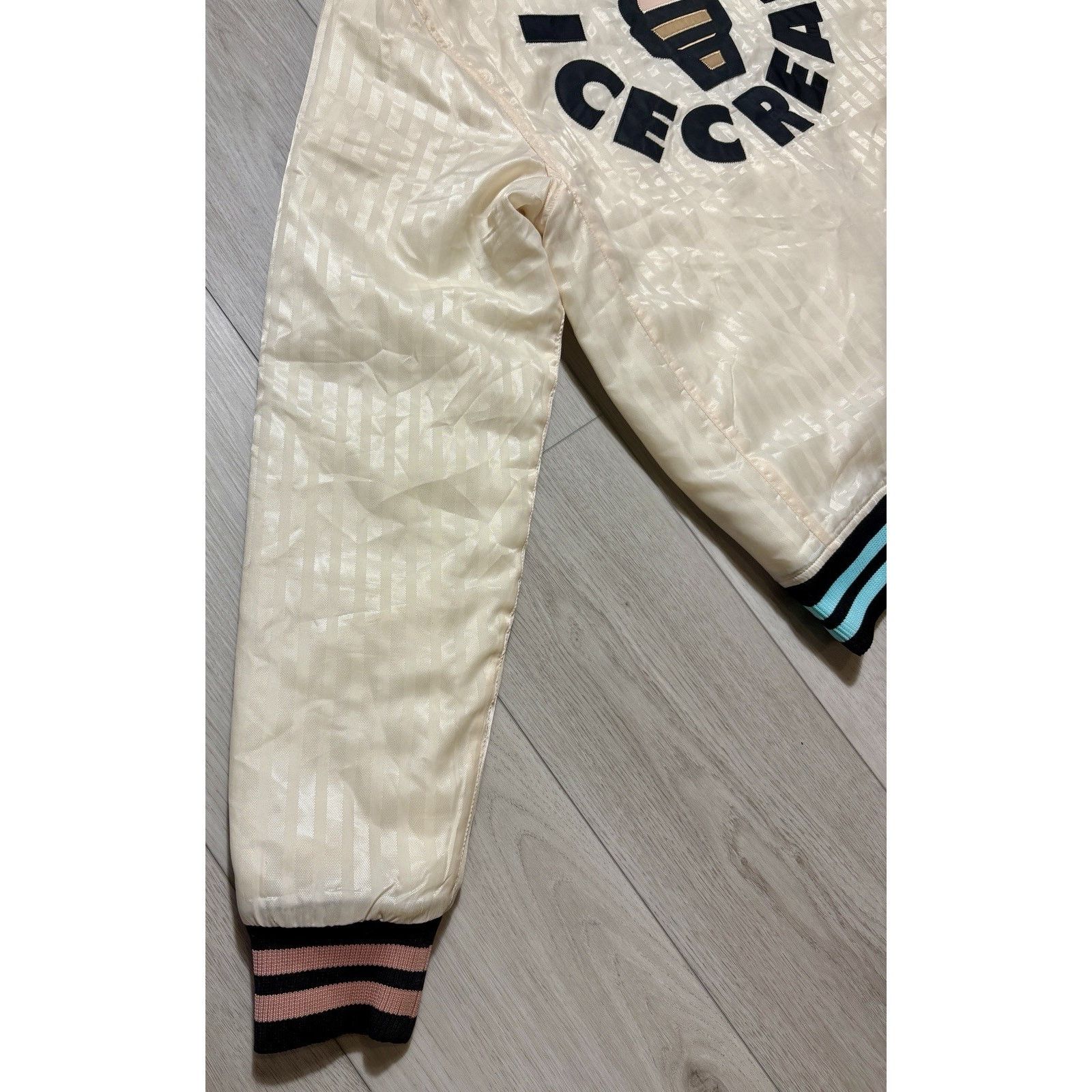 Icecream Ice Cream BBC Satin Varsity Jacket Cream Striped Bomber M Size US M / EU 48-50 / 2 - 17 Thumbnail