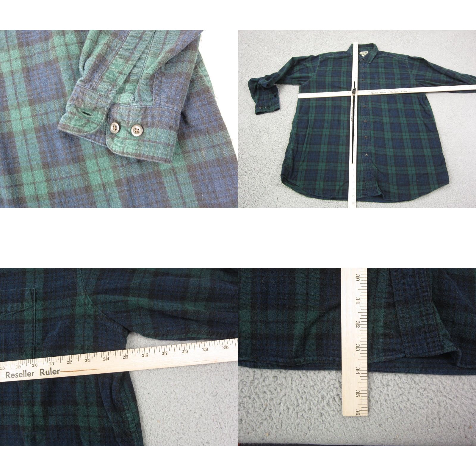 Vintage VINTAGE L.L.Bean Shirt Mens XLT Blue Black Watch Plaid Tartan Button-Up 100% Cotton Flannel Long Sleeve Collared Size US XL / EU 56 / 4 - 8 Thumbnail