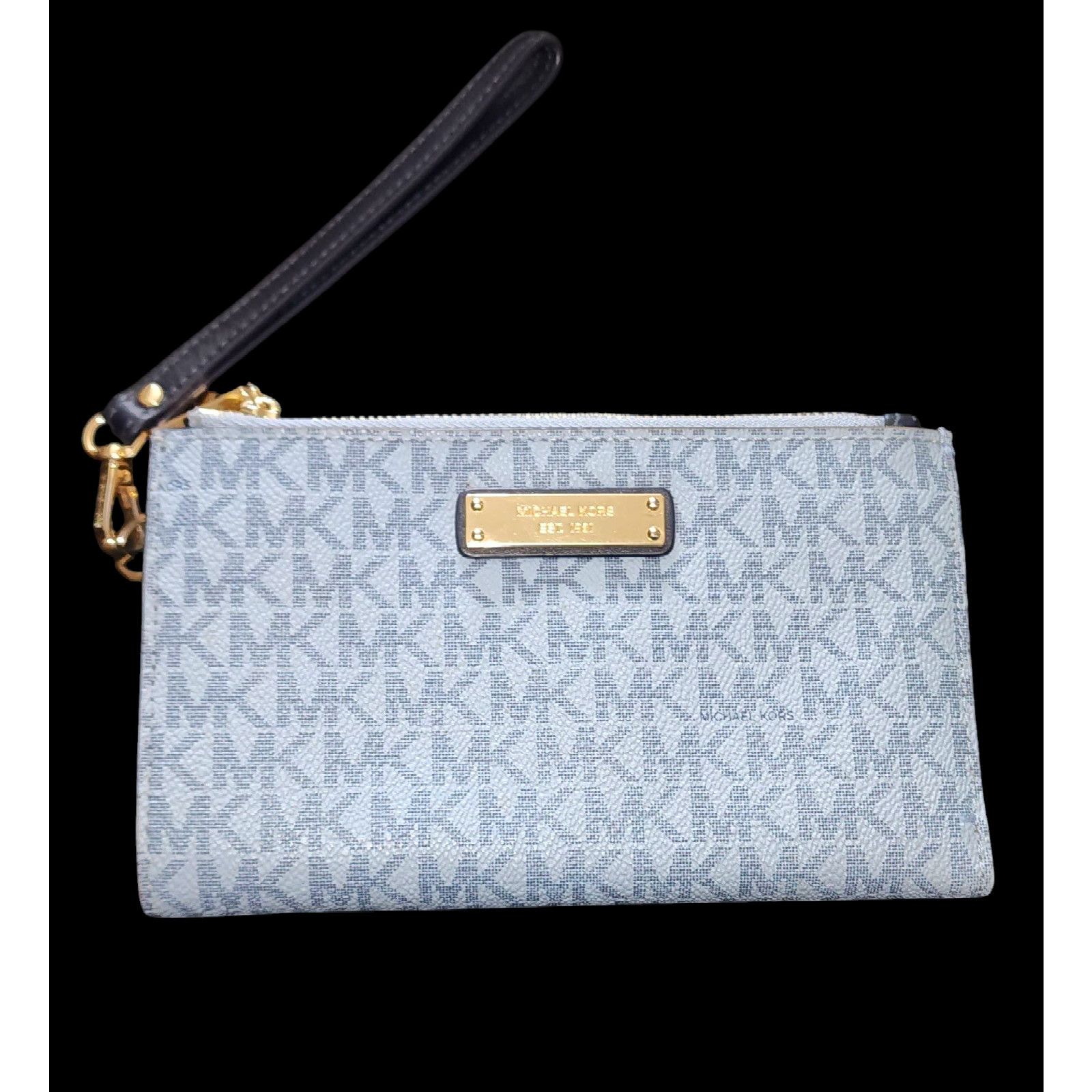 Michael Kors Adele Small Double Zip Wallet clutch Pale Blue