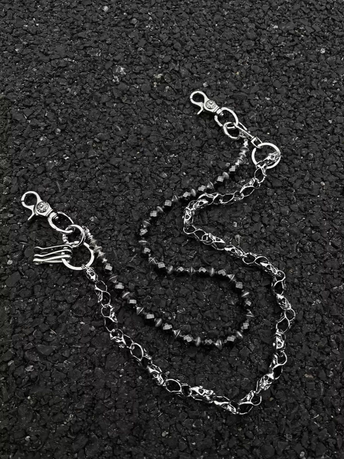 Jewelry Silver Double Chain Wallet Accessory, Men's Chain Size ONE SIZE - 6 Thumbnail