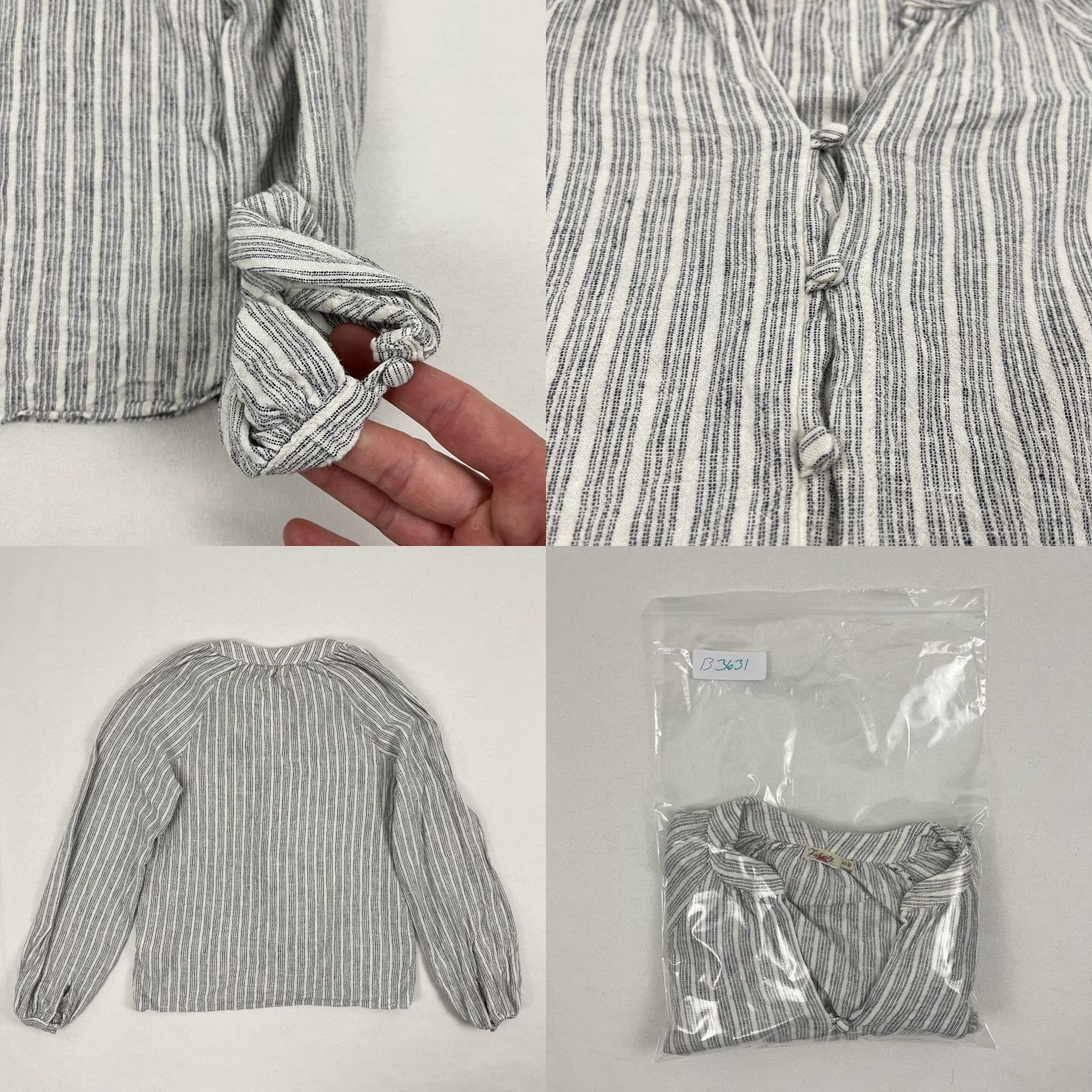 Faherty Faherty Button Up Shirt Womens XS Linen Peasant Striped Casual Sleeve 3/4 White V-Neck Button-Down Casual Shirt Men or Women? Size XS / US 0-2 / IT 36-38 - 8 Thumbnail