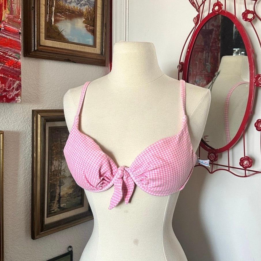 Catalina catalina gingham pink white swimsuit top bikini Size L / US 10 / IT 46 - 1 Thumbnail