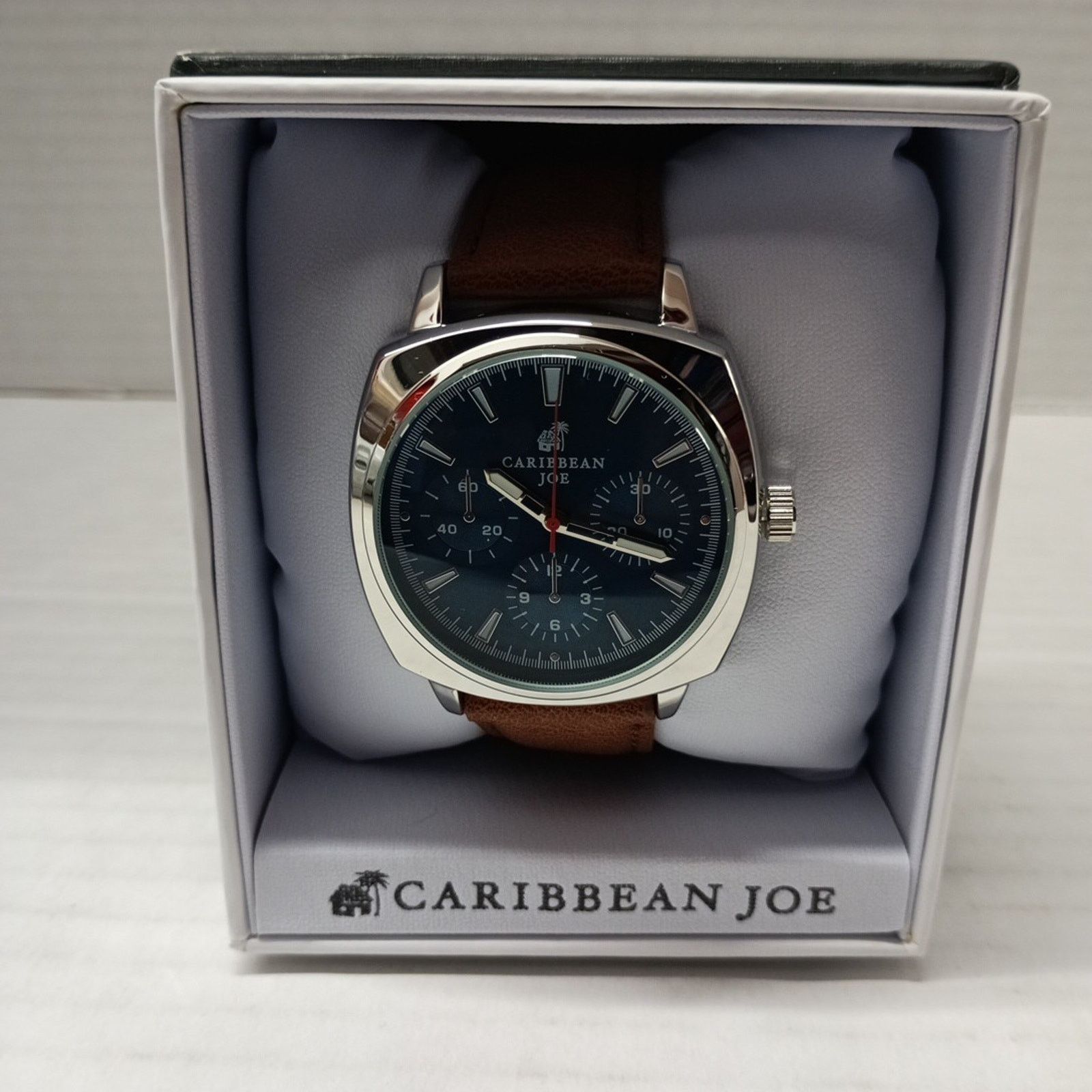 Caribbean Caribbean Joe Watch Men 44mm Case Brown Band Blue Dial Size ONE SIZE - 1 Thumbnail