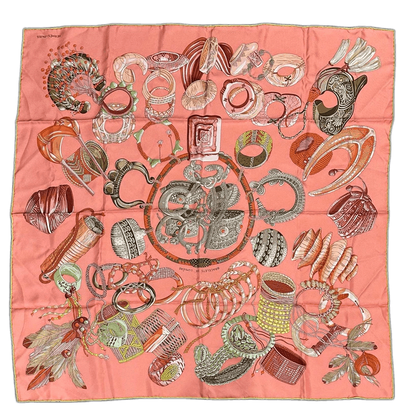 Hermes Hermes Pink Silk Scarf with Print-yf Size ONE SIZE - 1 Thumbnail