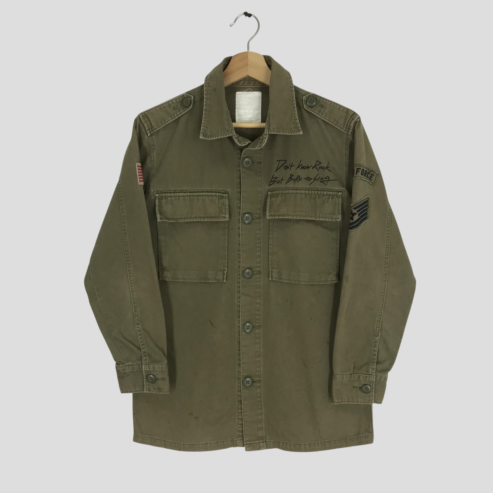 Avirex Vintage Avirex Olive Green Fatigues Back Printed Shirt Size US S / EU 44-46 / 1 - 2 Thumbnail