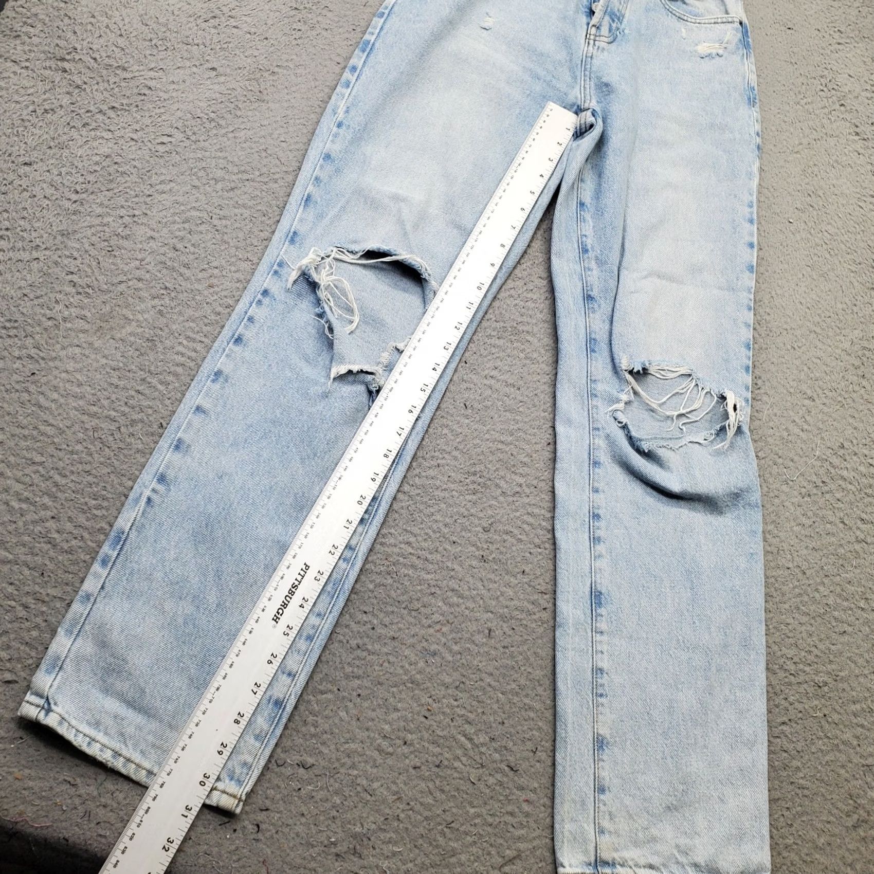 Pacsun PacSun Straight Jeans Womens 25 Blue Denim Stretch Comfort Distressed Button Fly Jeans Size 42" / US 20 - 5 Thumbnail