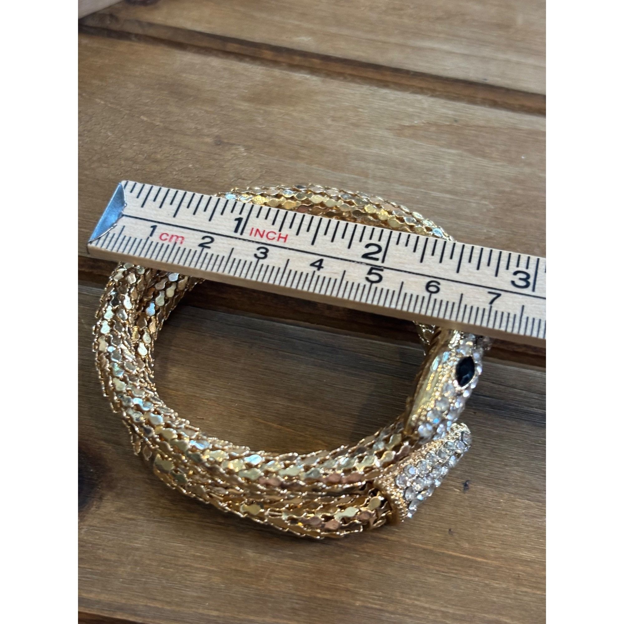 Other Gold Snake-Style Rhinestone Wrap Bracelet Size ONE SIZE - 4 Thumbnail