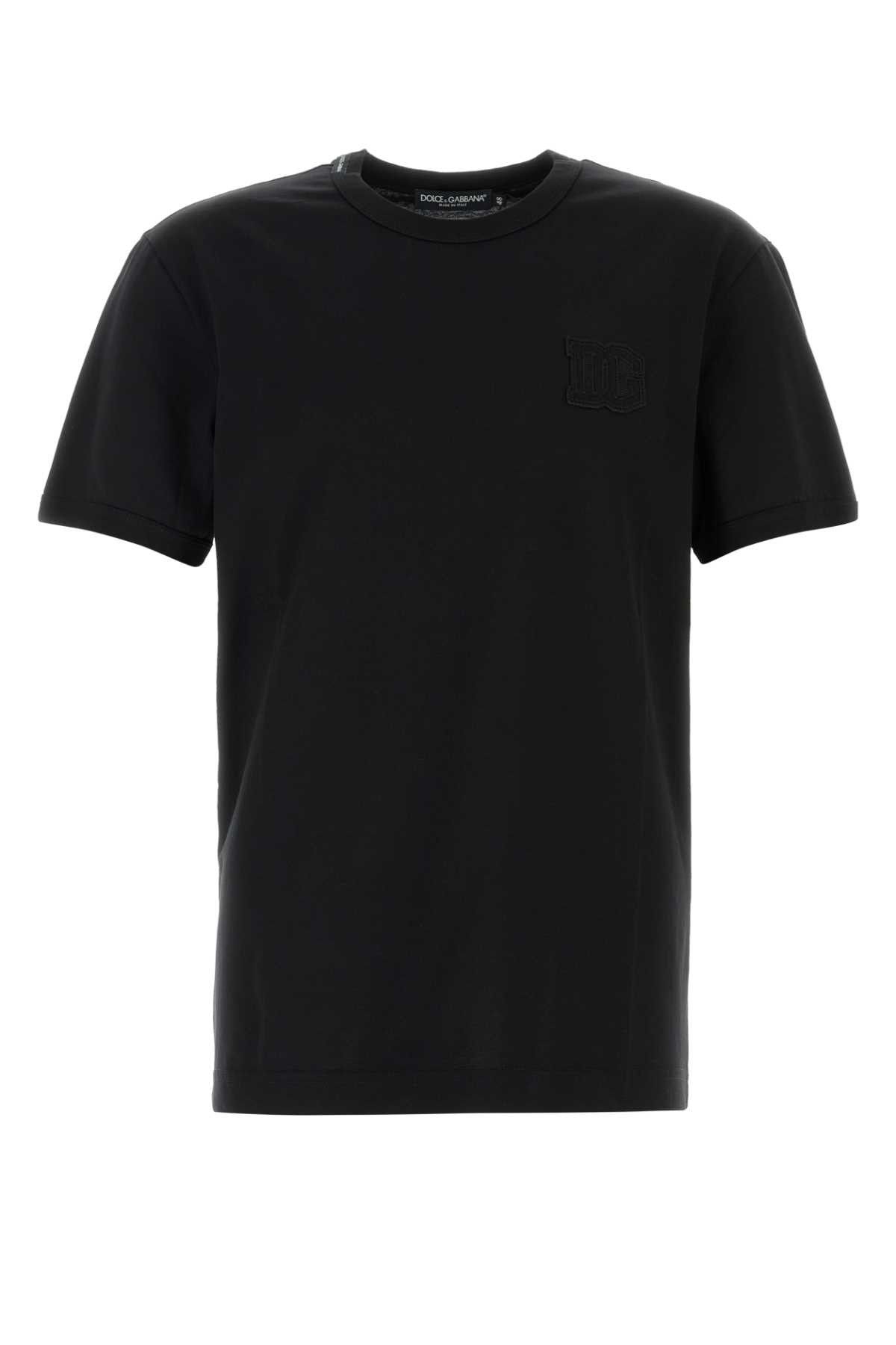 Dolce & Gabbana Black Cotton T-Shirt Size US M / EU 48-50 / 2 - 1 Thumbnail