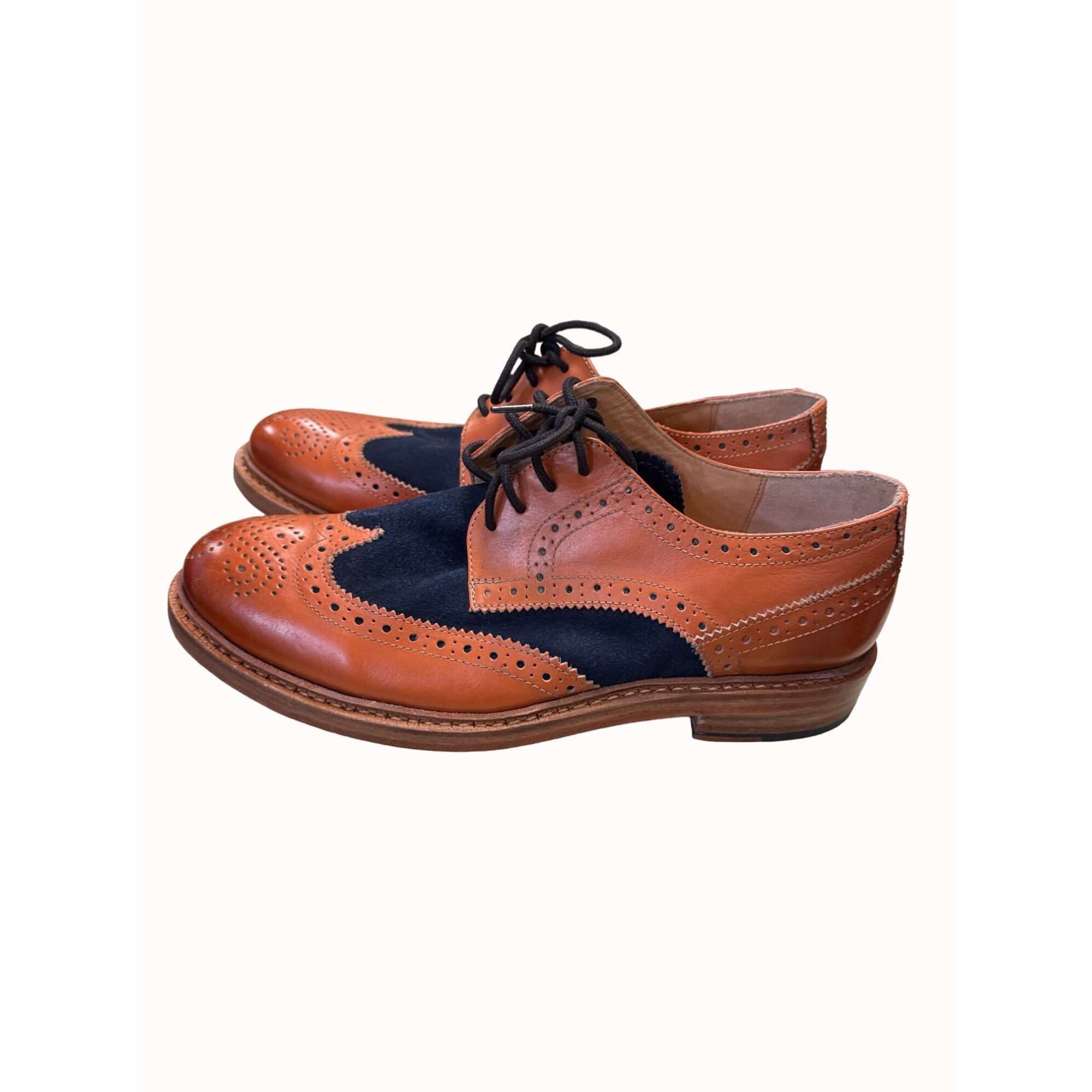 Designer Paul Malone Palm beach Bradford men’s brown navy blue Oxford Size US 10 / EU 43 - 5 Thumbnail