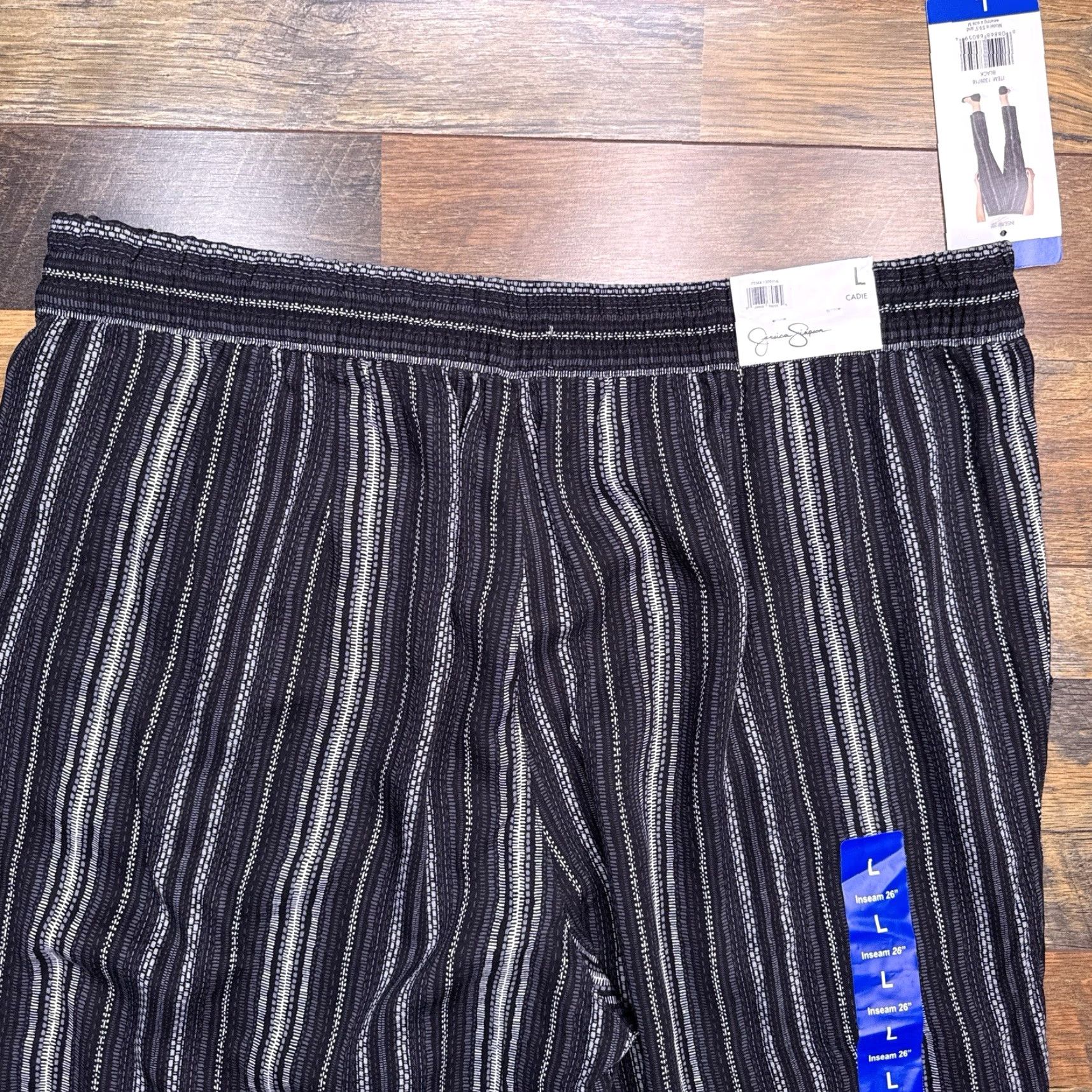 Jessica Simpson Jessica Simpson Cadie Pants Womens Large Black Striped High Rise New Size 36" / US 14 / IT 50 - 7 Thumbnail