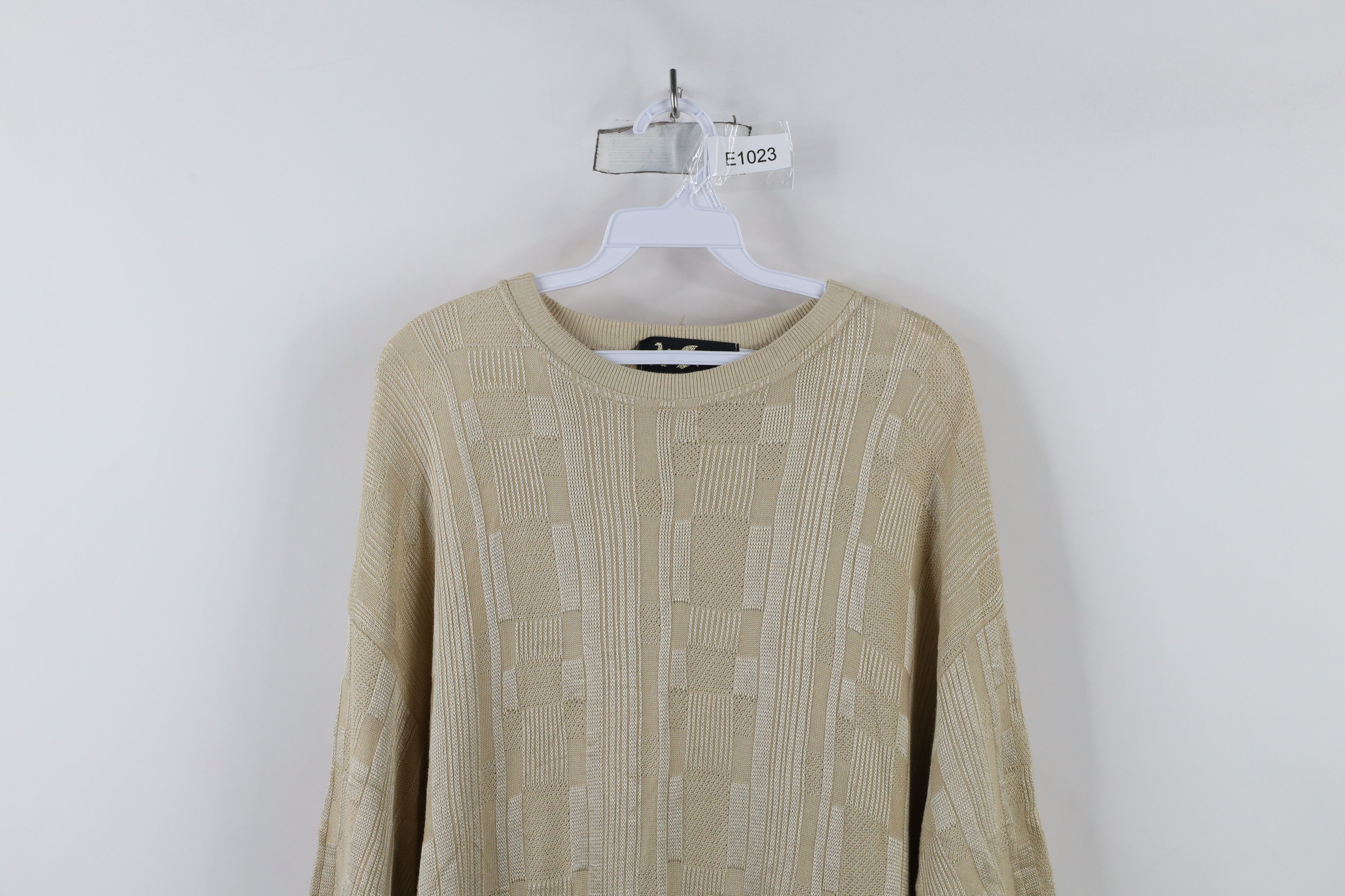 Vintage Vintage 90s Coogi Style Striped Knit T-Shirt Beige USA Size US XXL / EU 58 / 5 - 2 Thumbnail