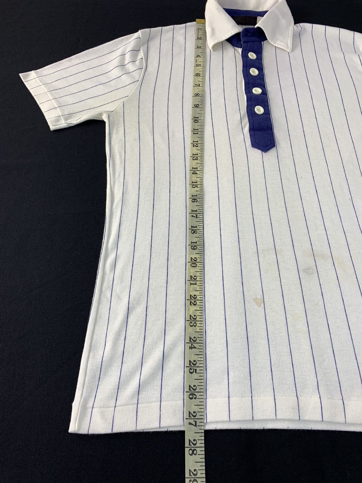Vintage 90s Japanese Brand Striped Design Polo Tee Blue Button Size US M / EU 48-50 / 2 - 8 Thumbnail