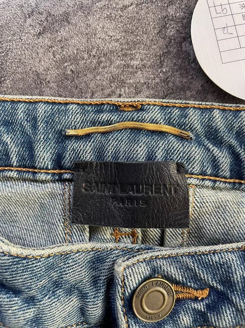 Saint Laurent Paris Saint Laurent Paris Knee Ripped Washed Blue Denim Jeans Size US 28 / EU 44 - 6 Thumbnail