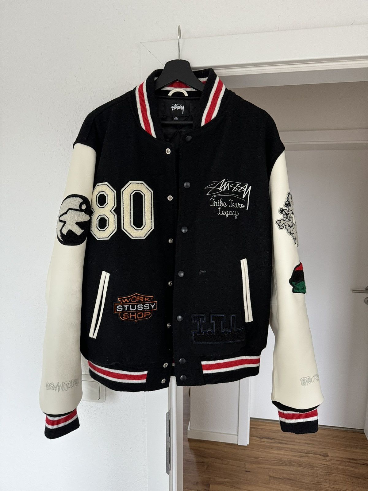 image of Our Legacy Work Shop Varsity Jacket in Black, Men's (Size Large)