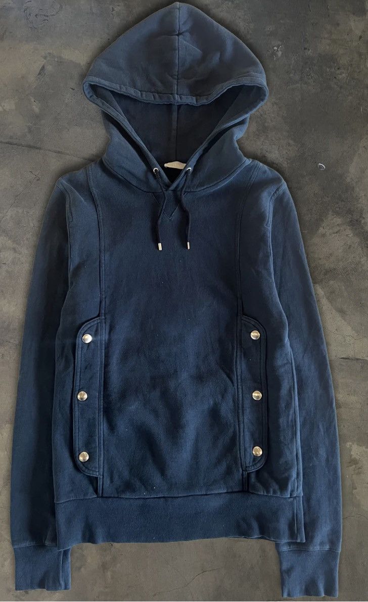 DIOR HOMME FW2008 NAVY SNAP BUTTON HOODIE