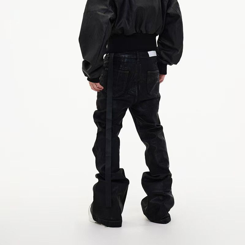 Japanese Brand × Jean Coated Brushed Wax Micro Flare Jeans Black Size US 32 / EU 48 - 2 Thumbnail