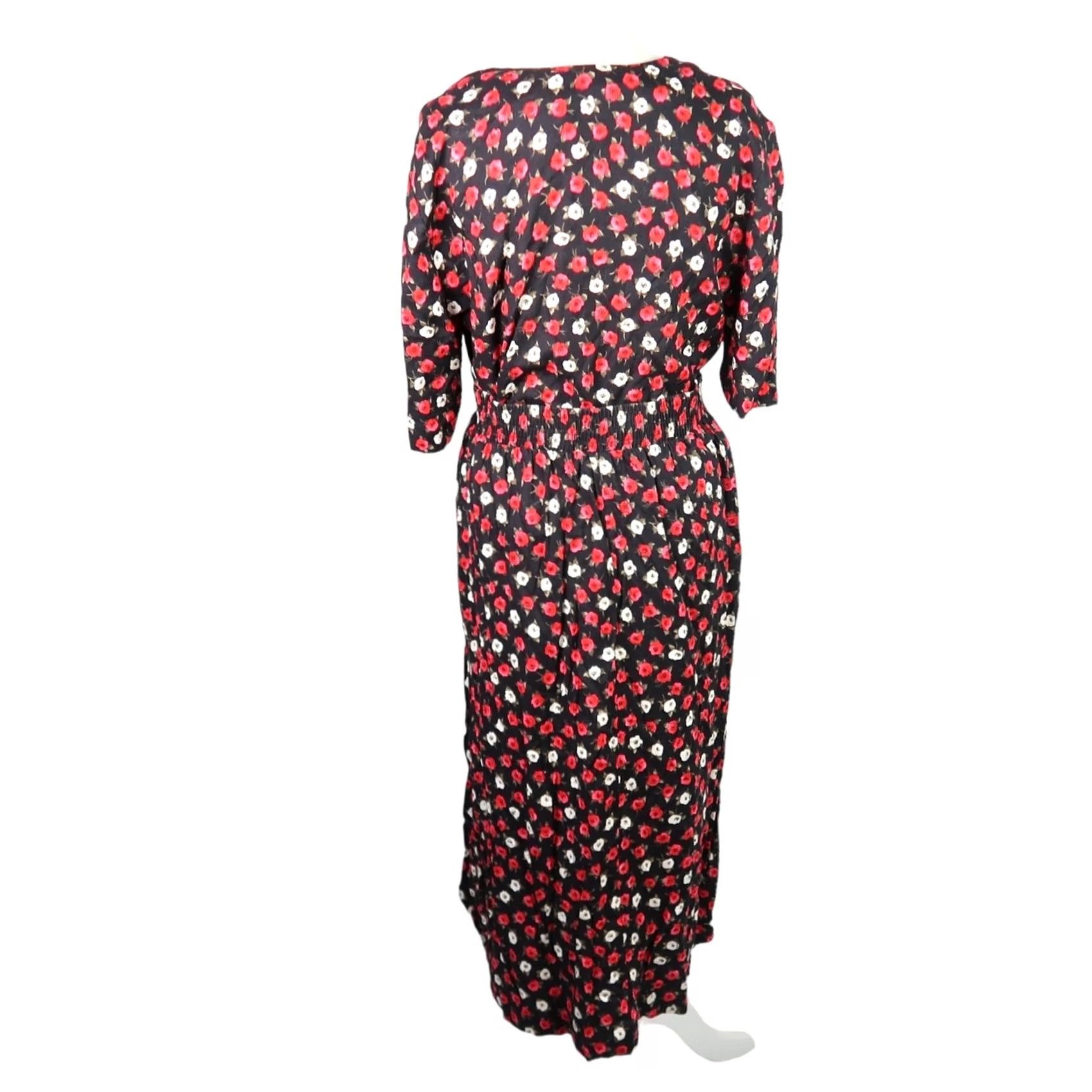 Vintage VINTAGE Panther set two piece top and skirt black and red floral 90s 12 Size XL / US 12-14 / IT 48-50 - 3 Thumbnail
