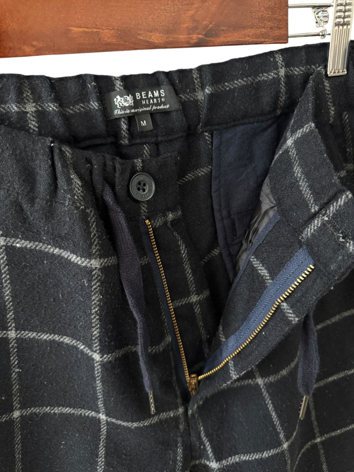 Beams Plus Vintage BEAMS Hearts Pants Wool Checkered 1990s Size US 34 / EU 50 - 6 Thumbnail