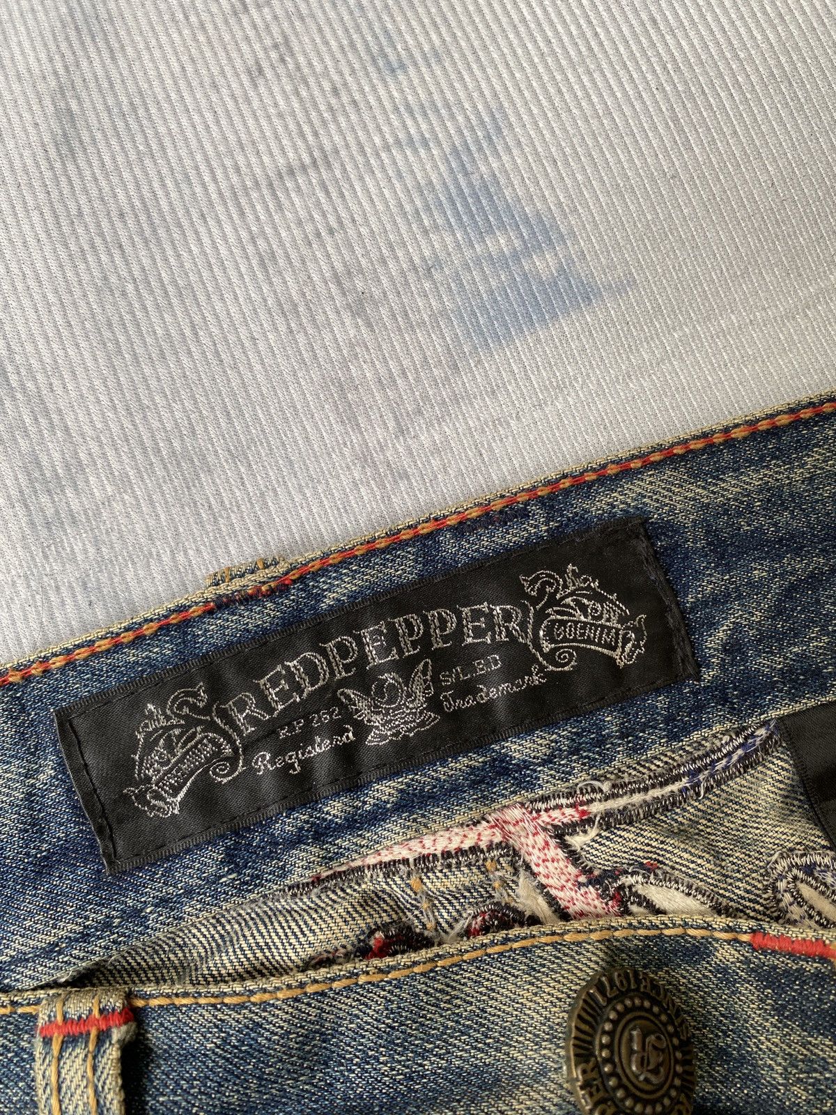 If Six Was Nine Red Pepper Japan Mud Wash Rusty Ed Hardy Design Jeans Size US 33 - 18 Thumbnail