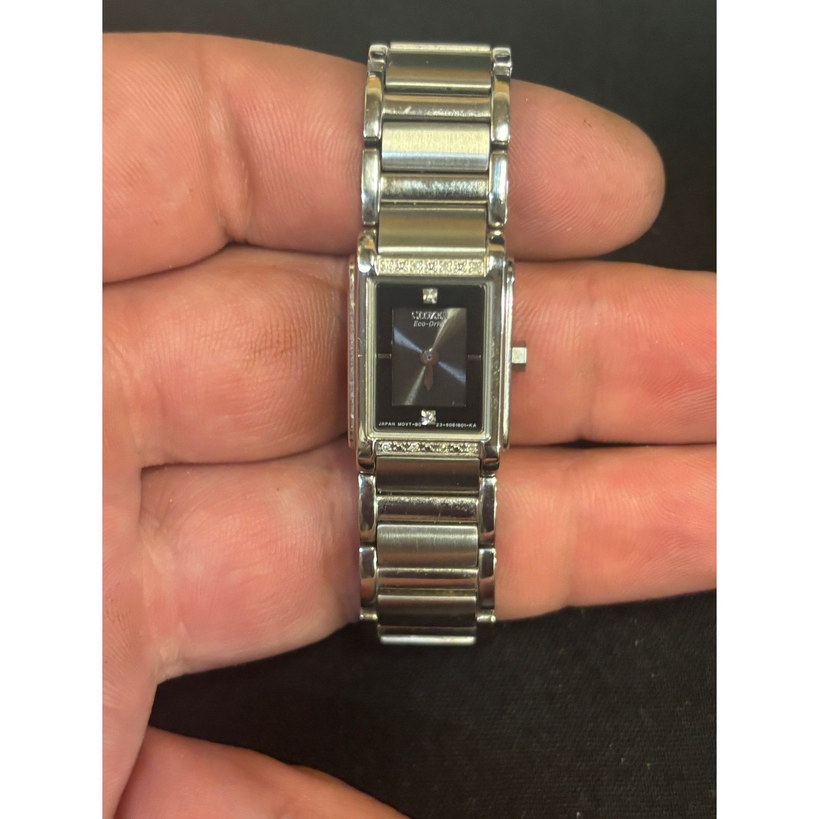 (B).Stroy Citizens Eco-Drive Black Dial Silver Tone Women’s Watch! Size ONE SIZE - 1 Thumbnail