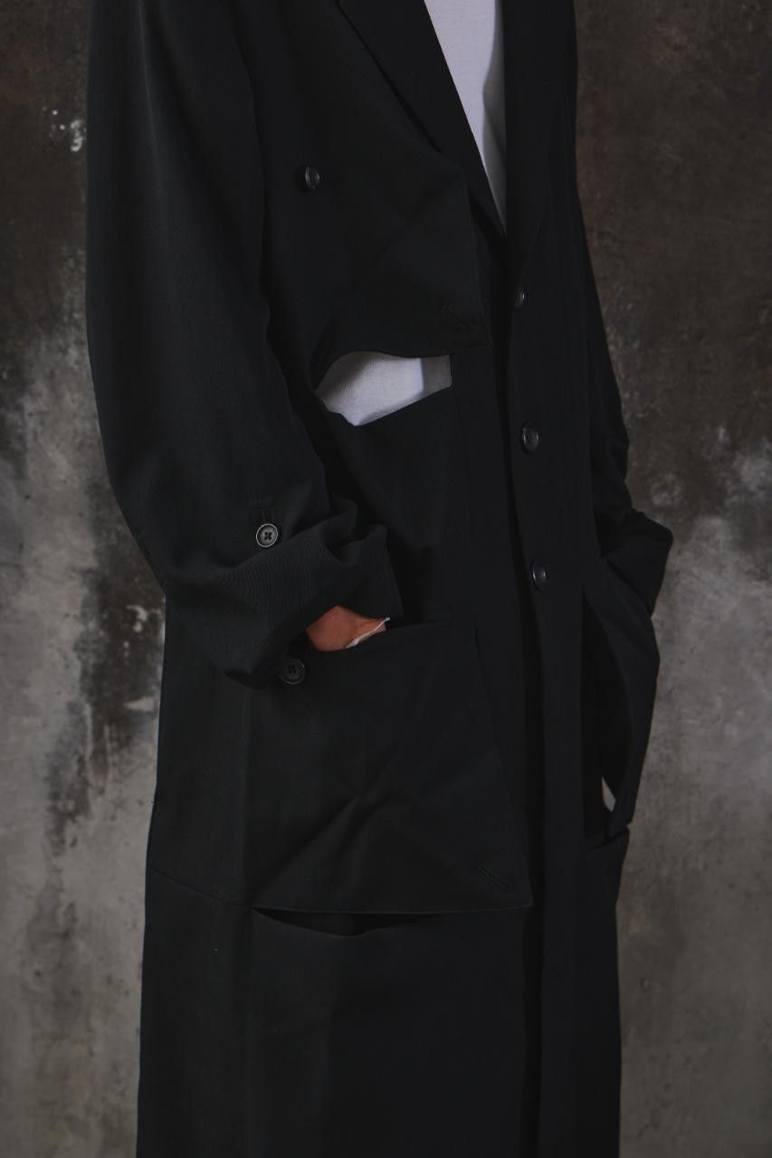 Yohji Yamamoto Yohji Yamamoto Wool Gabardine Diagonal Button Long Jacket Size US L / EU 52-54 / 3 - 3 Thumbnail